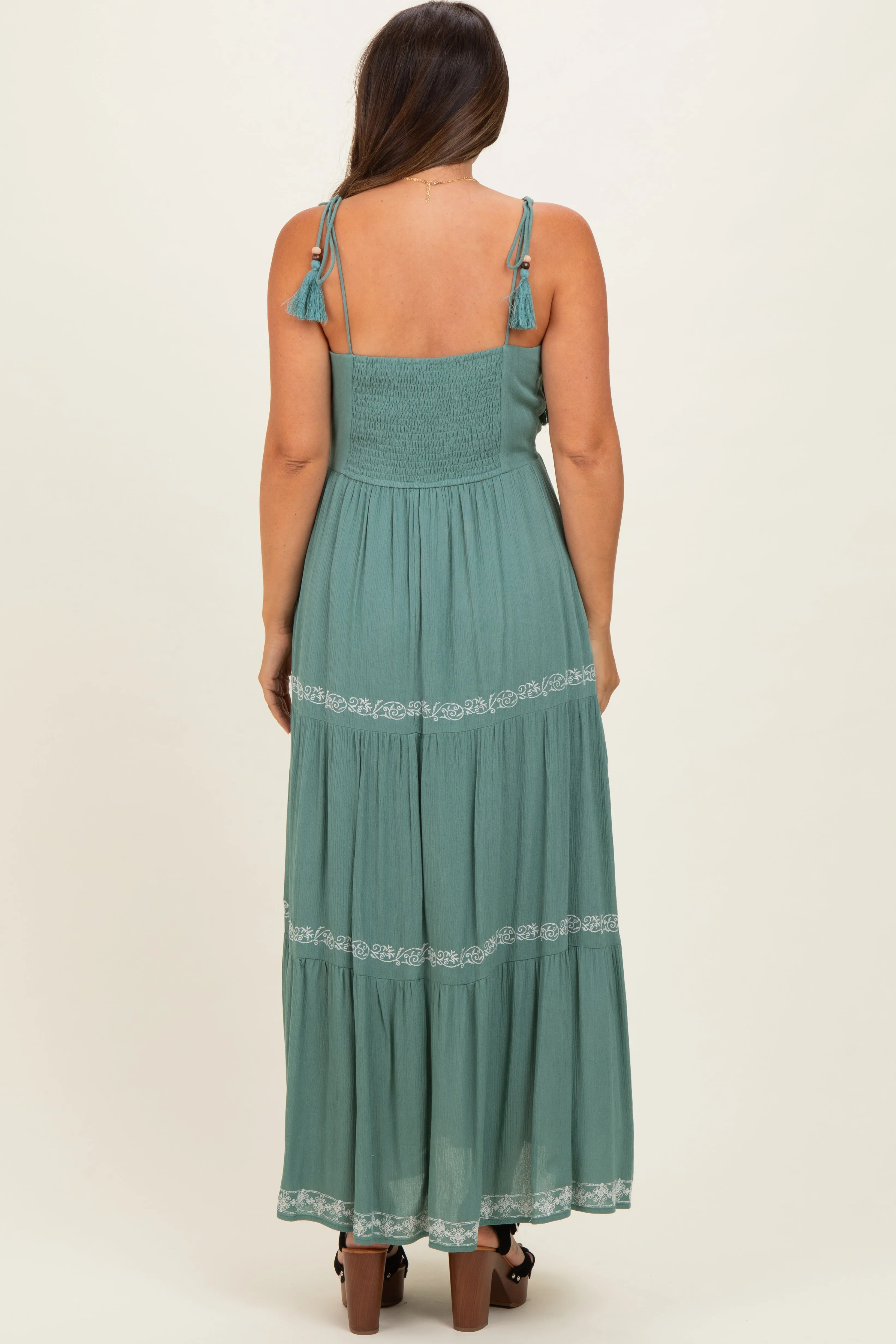 Jade Embroidered Tiered Maternity Maxi Dress sold by Pinkblush product image thumbnail 4