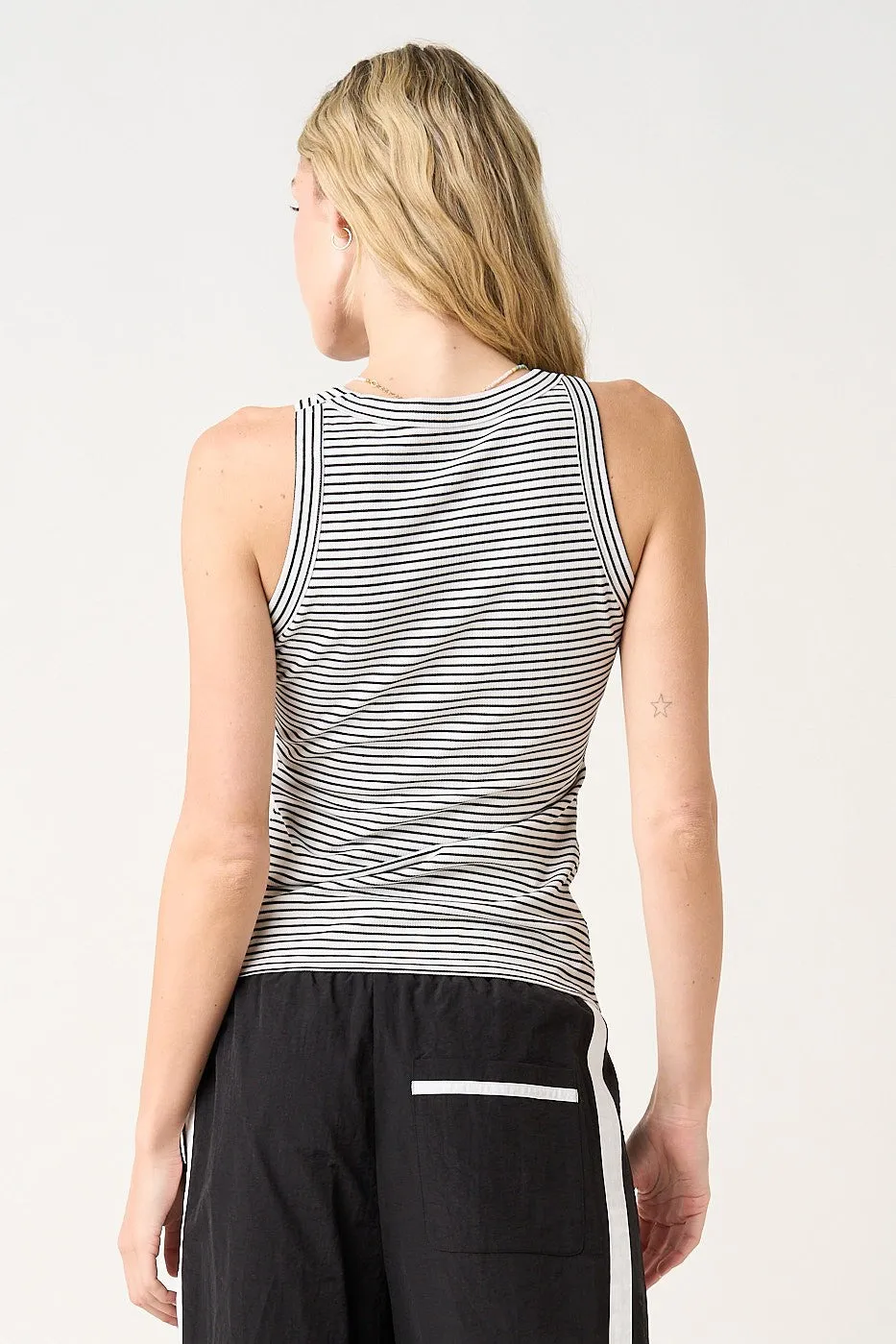 White Striped Ribbed Knit Tank Top sold by Pinkblush product image thumbnail 3