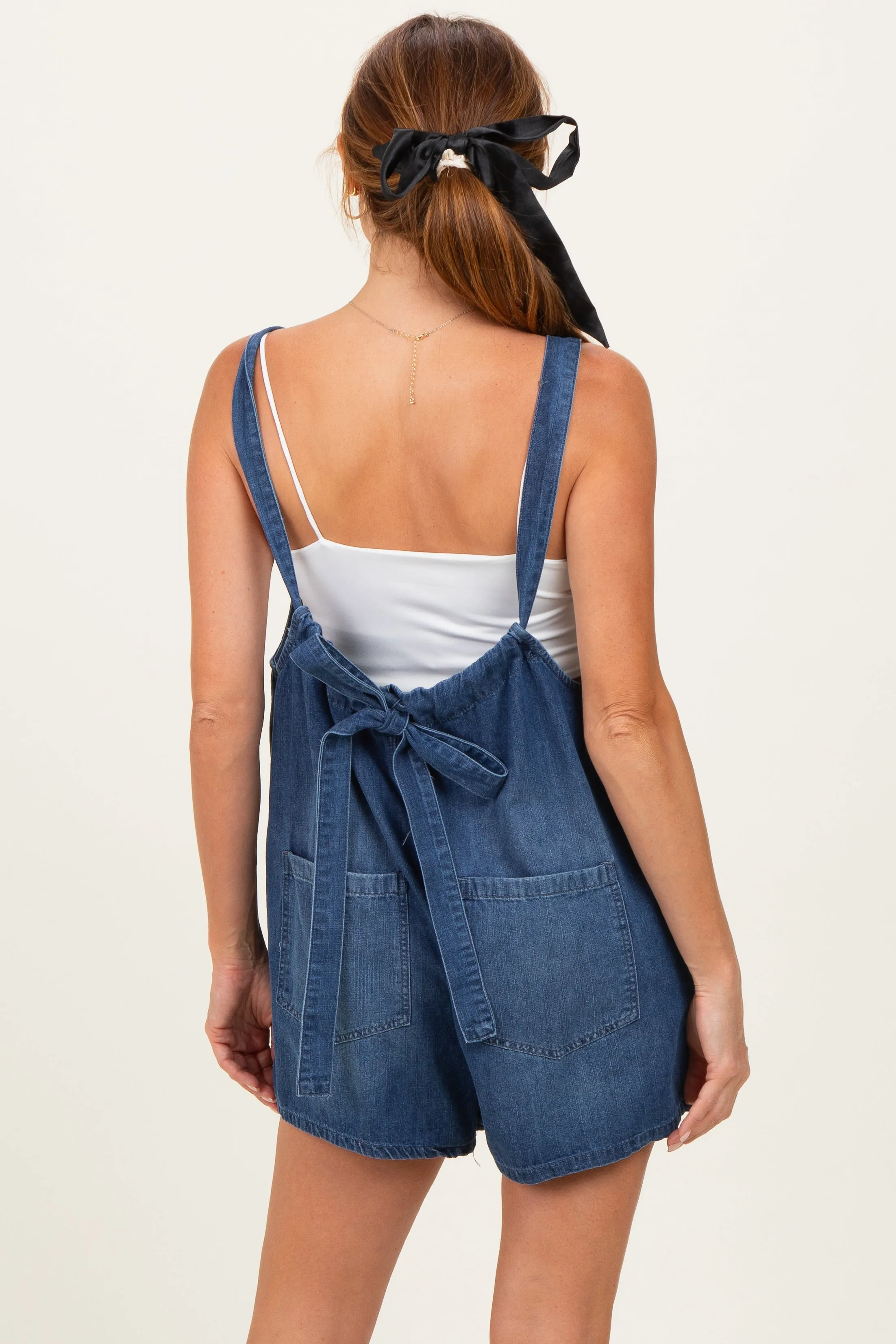 Navy Low Tie Back Denim Shortall sold by Pinkblush product image thumbnail 3