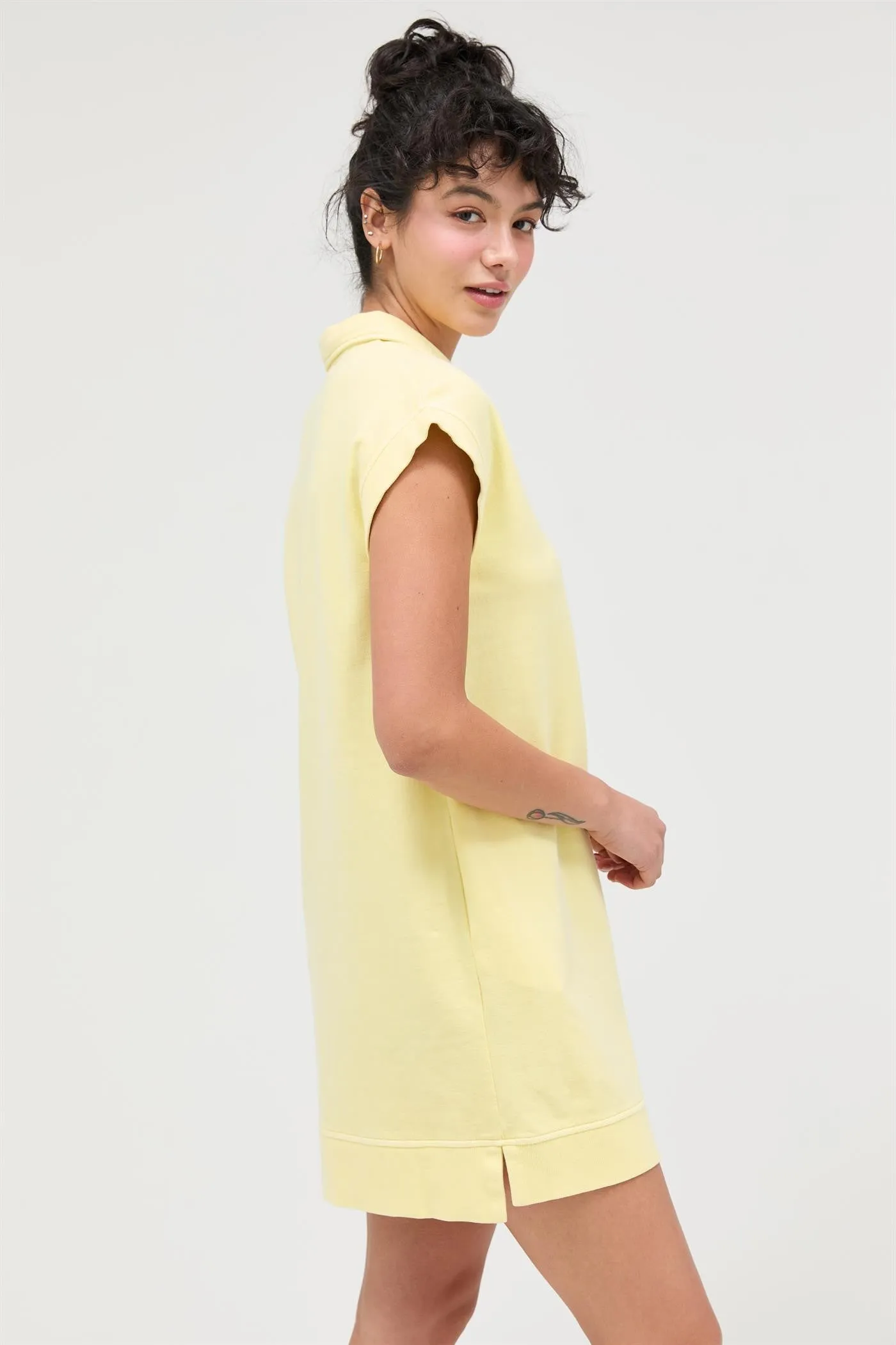 Yellow Half Zip Up Mock Neck Mini Dress sold by Pinkblush product image thumbnail 2