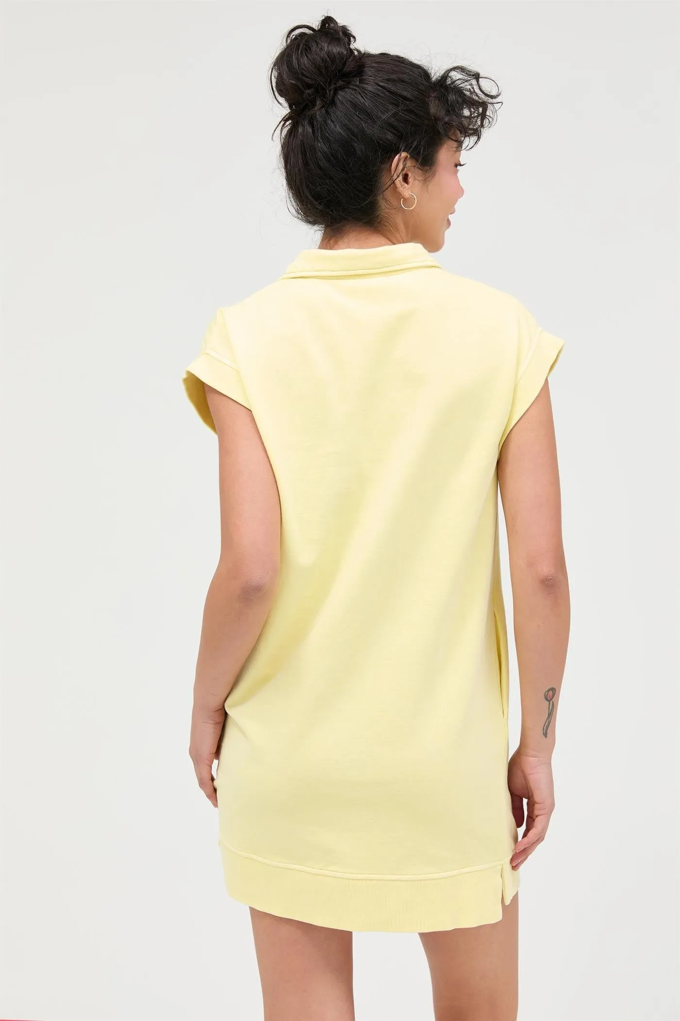 Yellow Half Zip Up Mock Neck Mini Dress sold by Pinkblush product image thumbnail 3