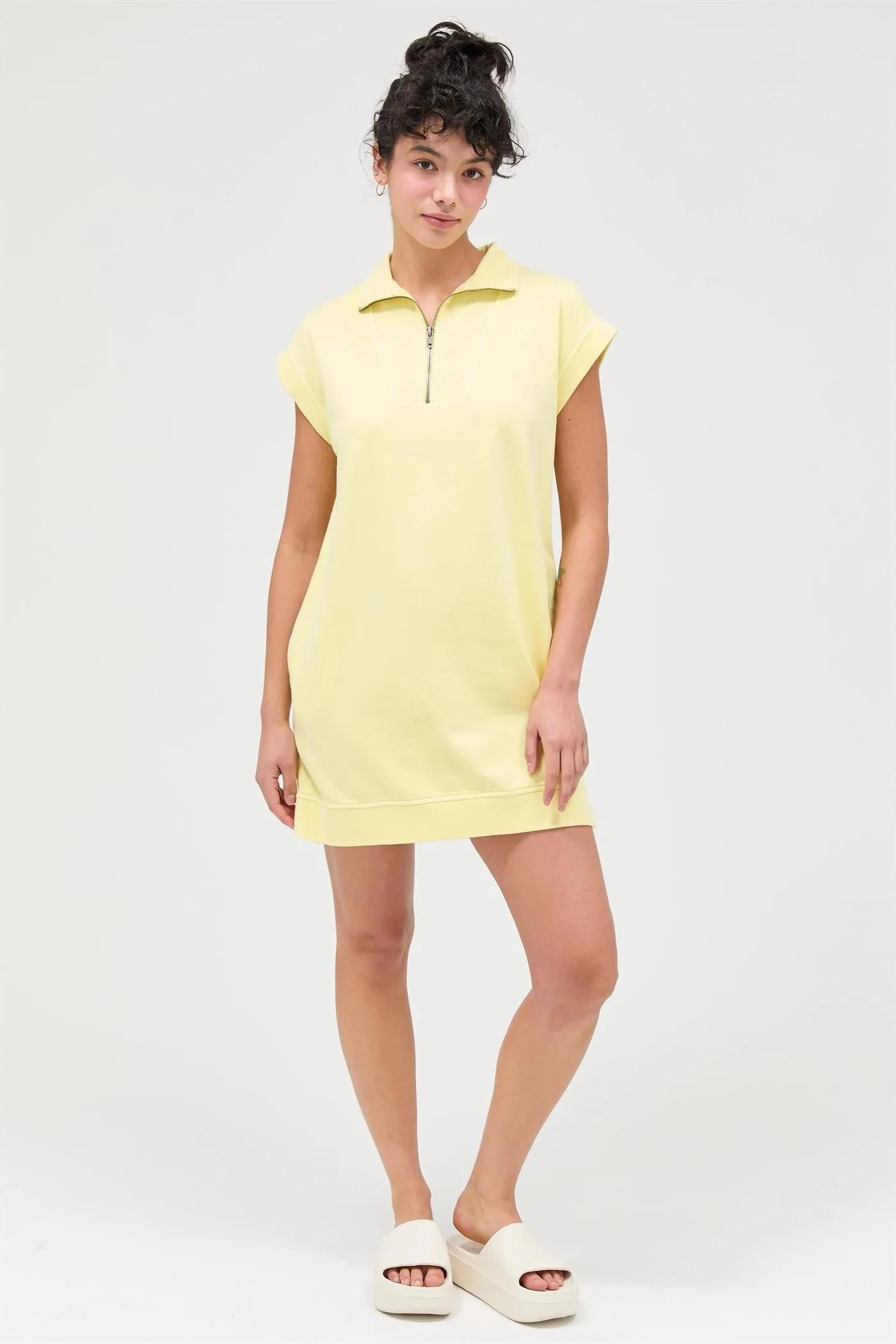 Yellow Half Zip Up Mock Neck Mini Dress sold by Pinkblush product image thumbnail 4