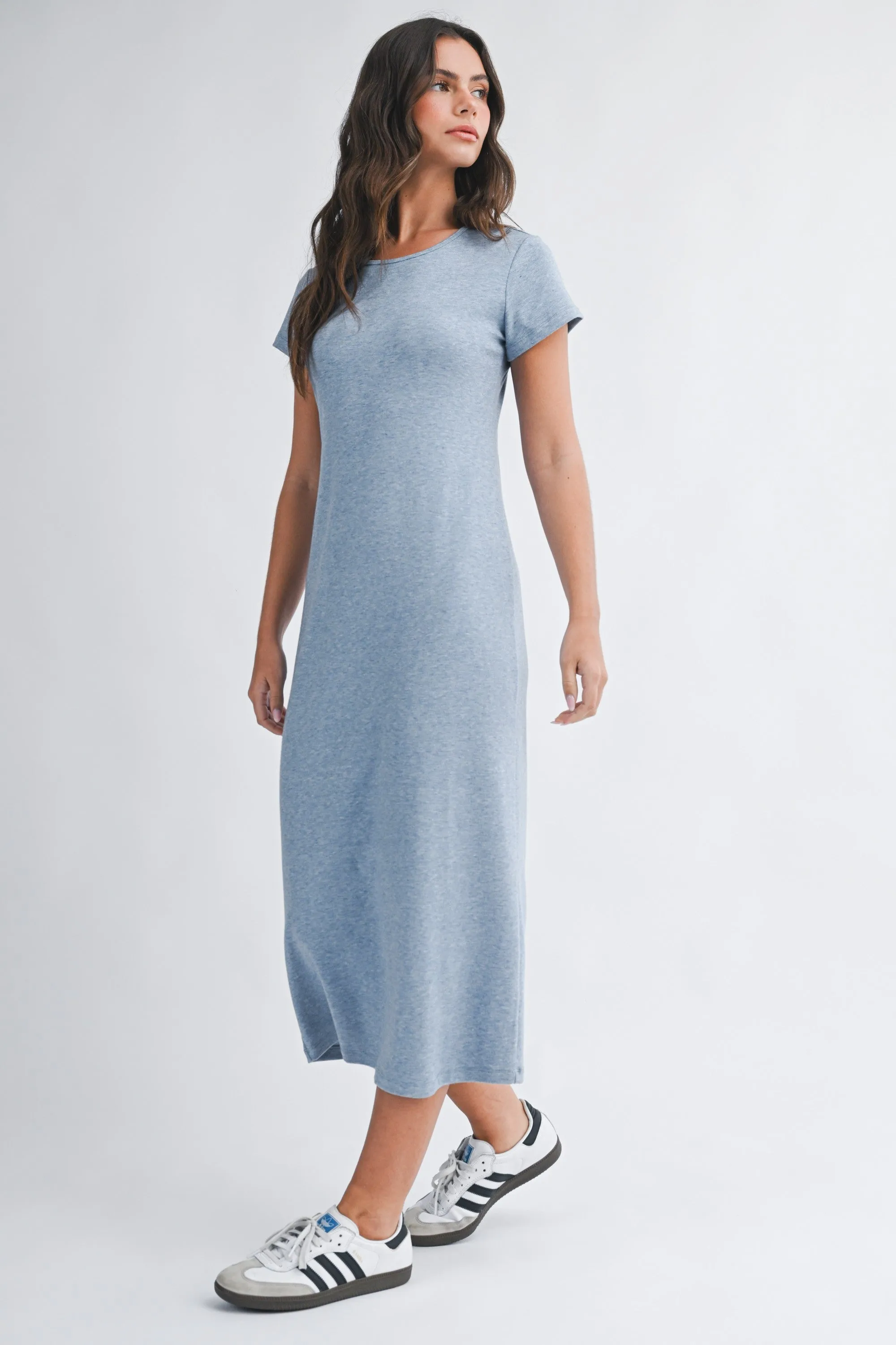 Blue Basic Crewneck Midi Dress sold by Pinkblush product image thumbnail 3