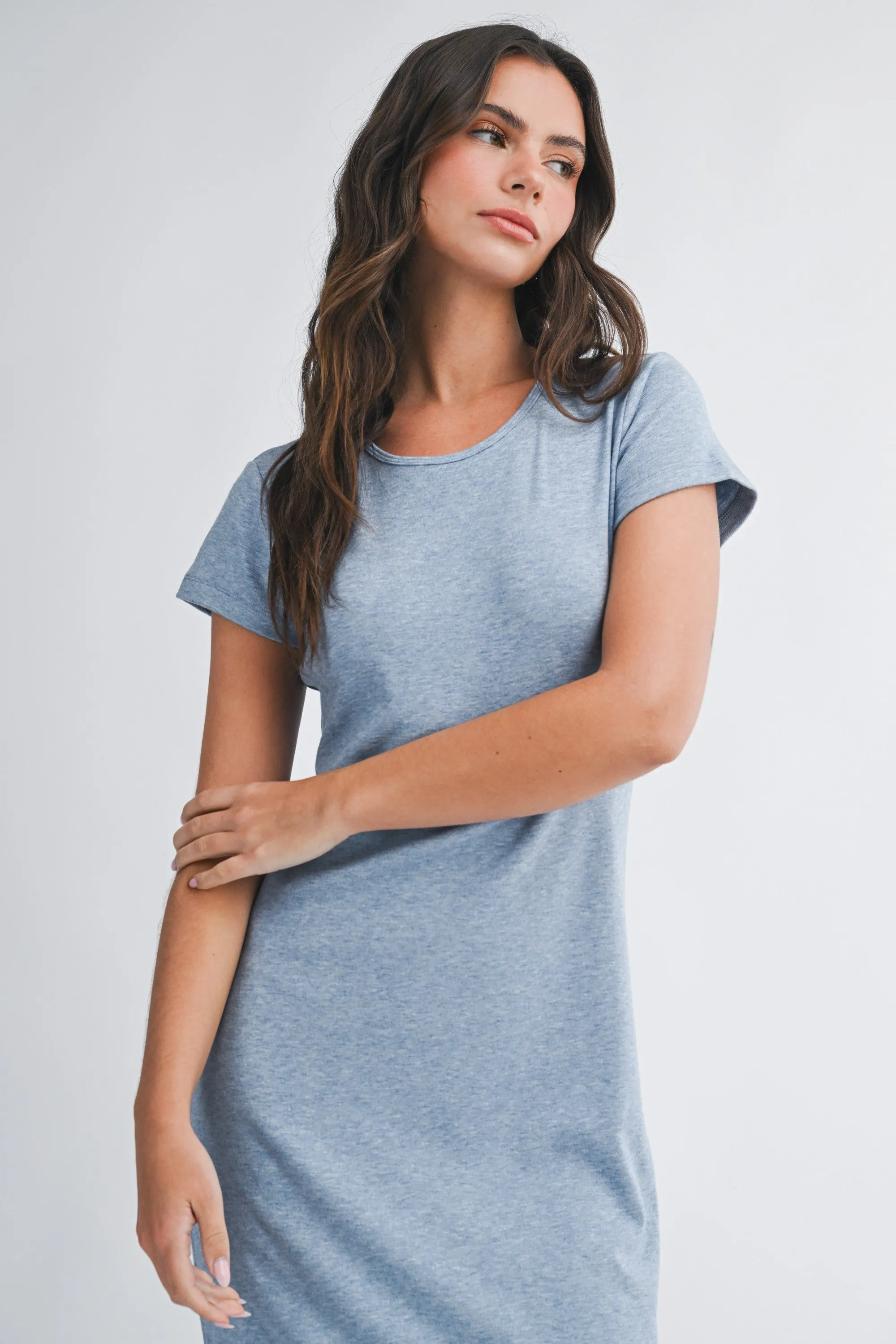 Blue Basic Crewneck Midi Dress sold by Pinkblush product image thumbnail 4