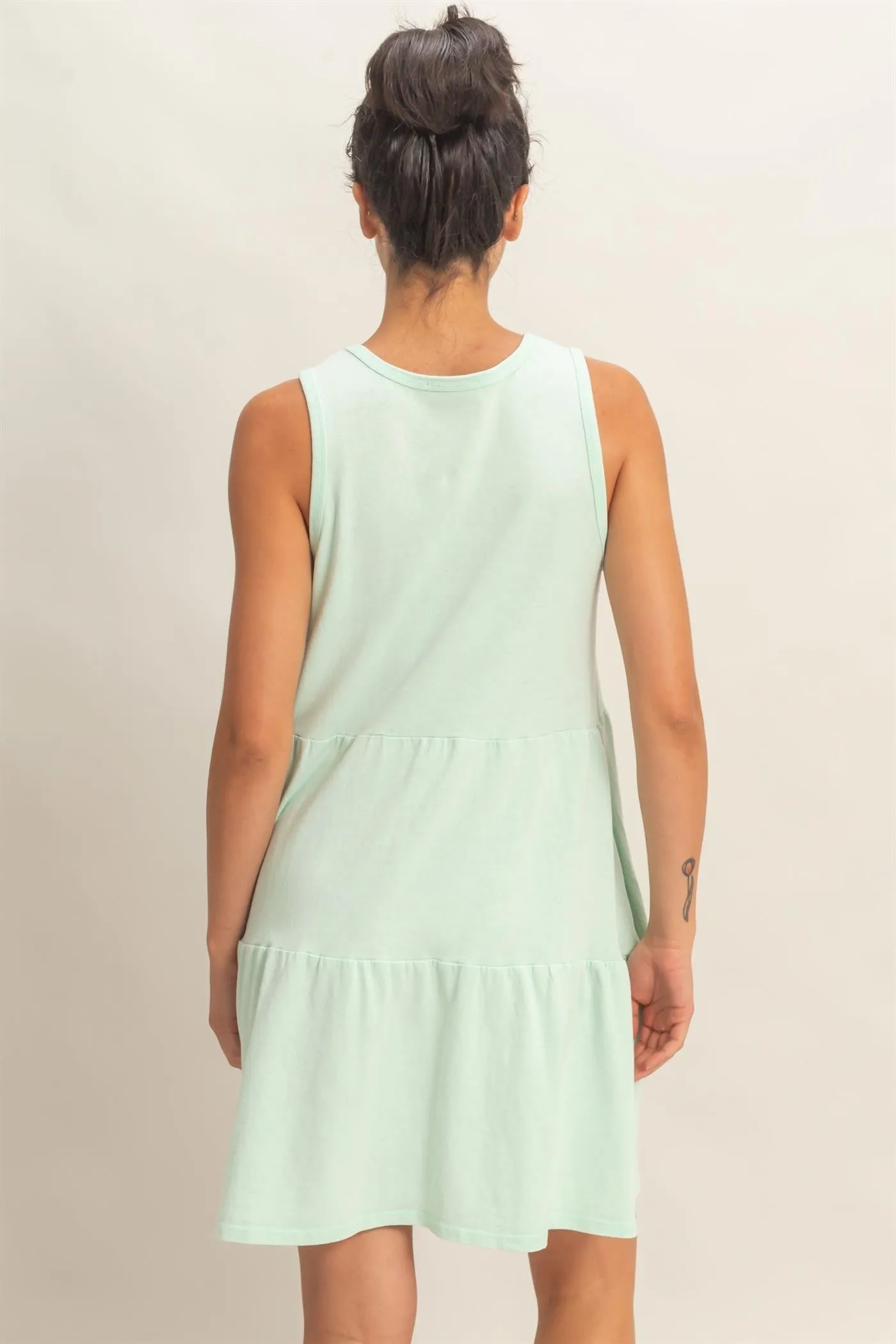 Mint Sleeveless Crewneck Tiered Mini Dress sold by Pinkblush product image thumbnail 3