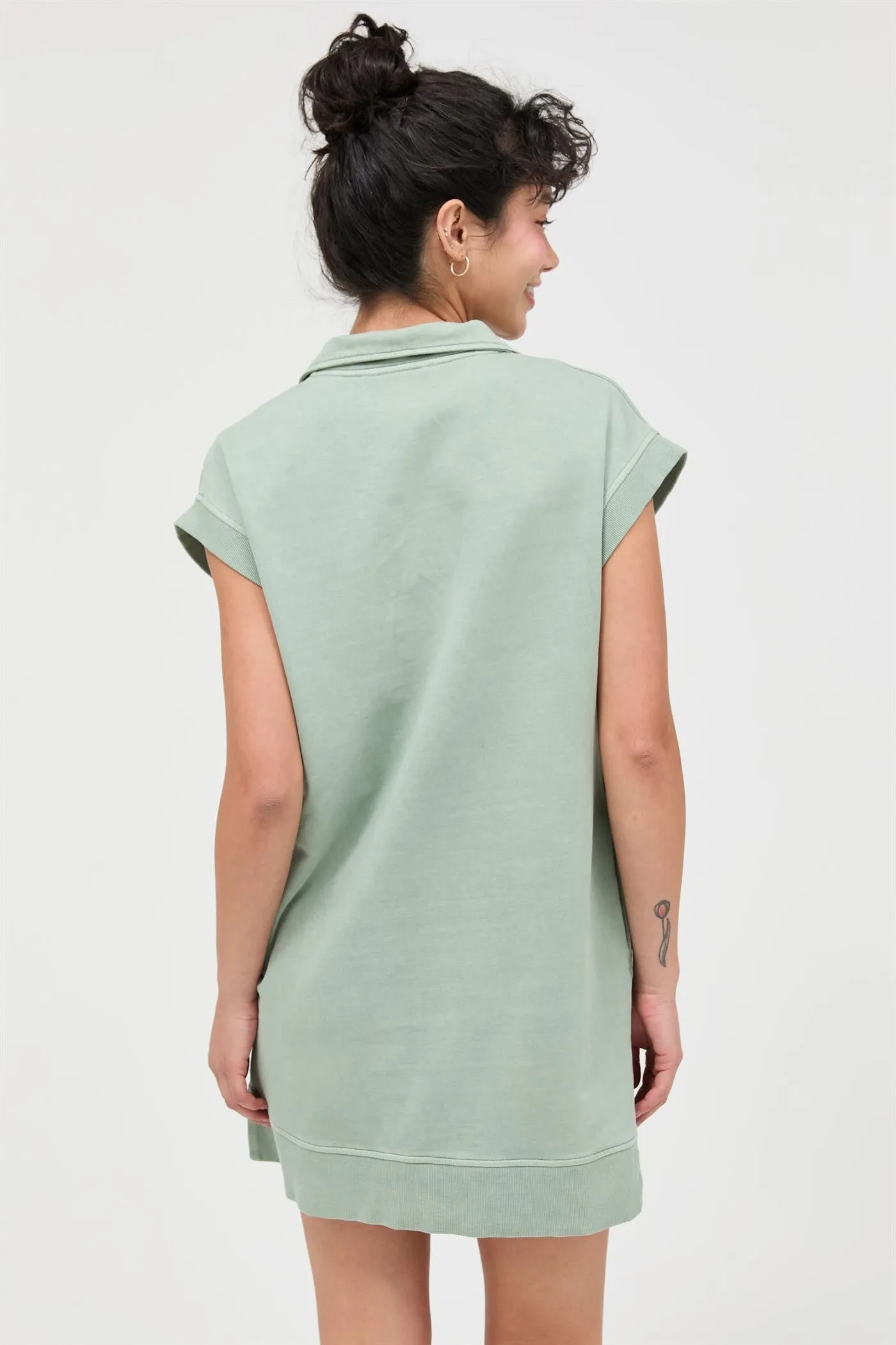 Sage Green Half Zip Up Mock Neck Mini Dress sold by Pinkblush product image thumbnail 3