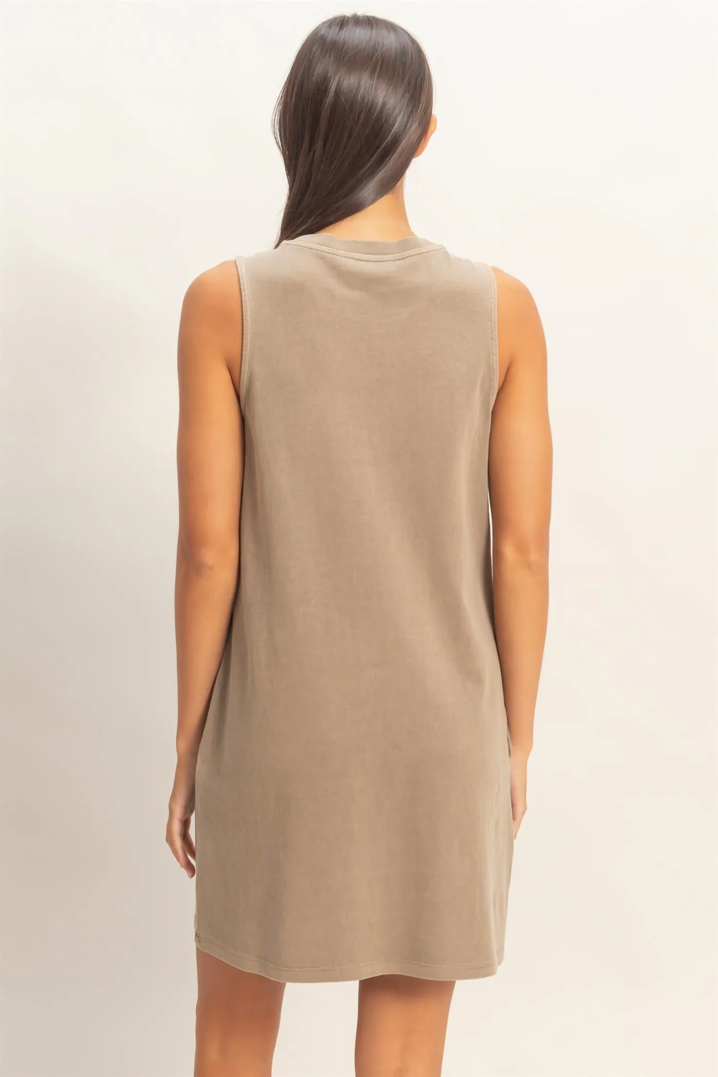 Mocha Pigment Dyed Sleeveless Mini Dres sold by Pinkblush product image thumbnail 3