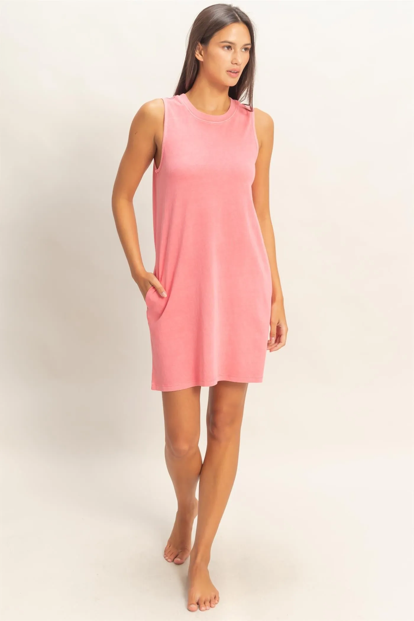 Pink Pigment Dyed Sleeveless Mini Dres sold by Pinkblush product image thumbnail 5