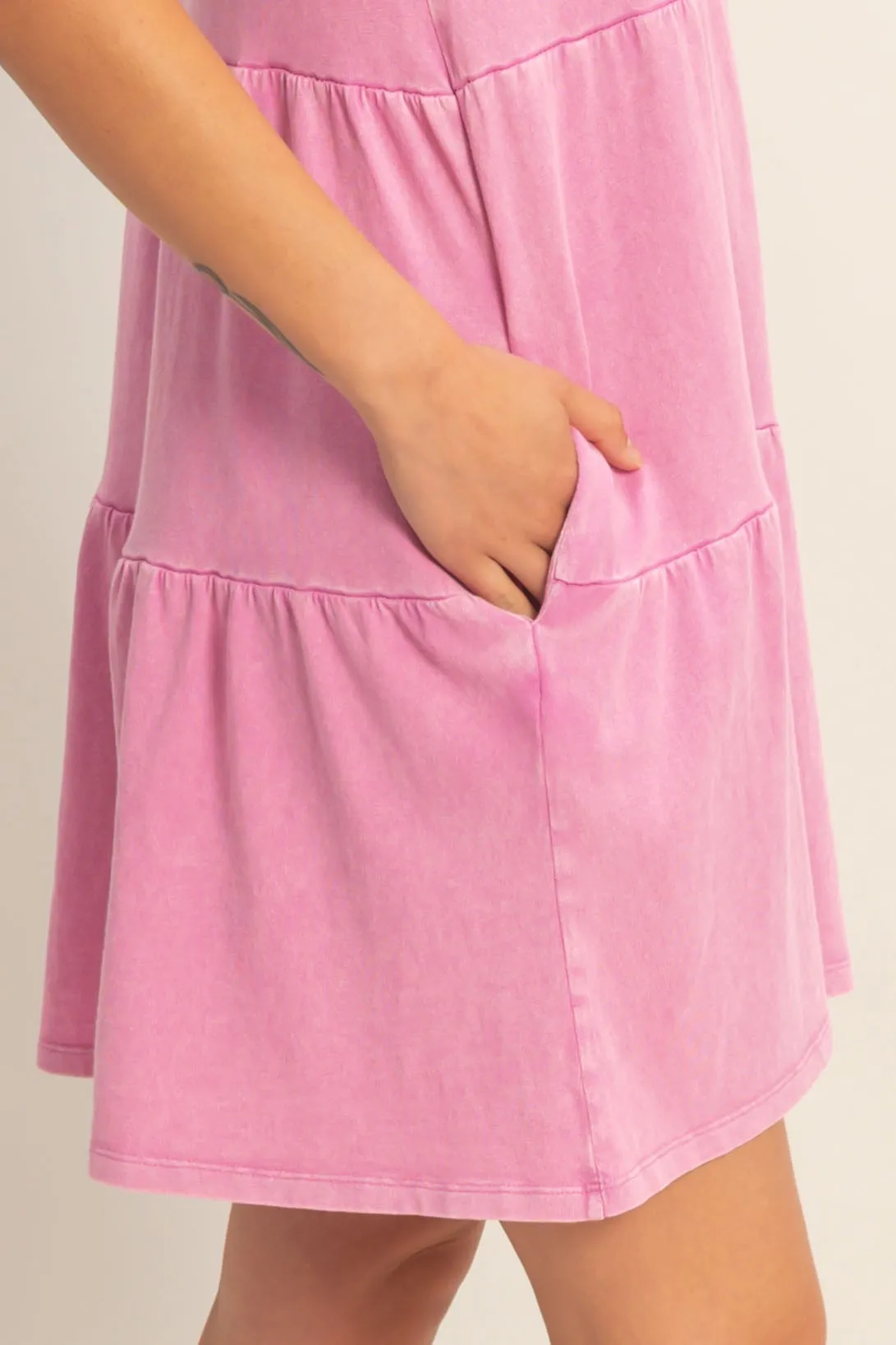 Fuchsia Sleeveless Crewneck Tiered Mini Dress sold by Pinkblush product image thumbnail 5