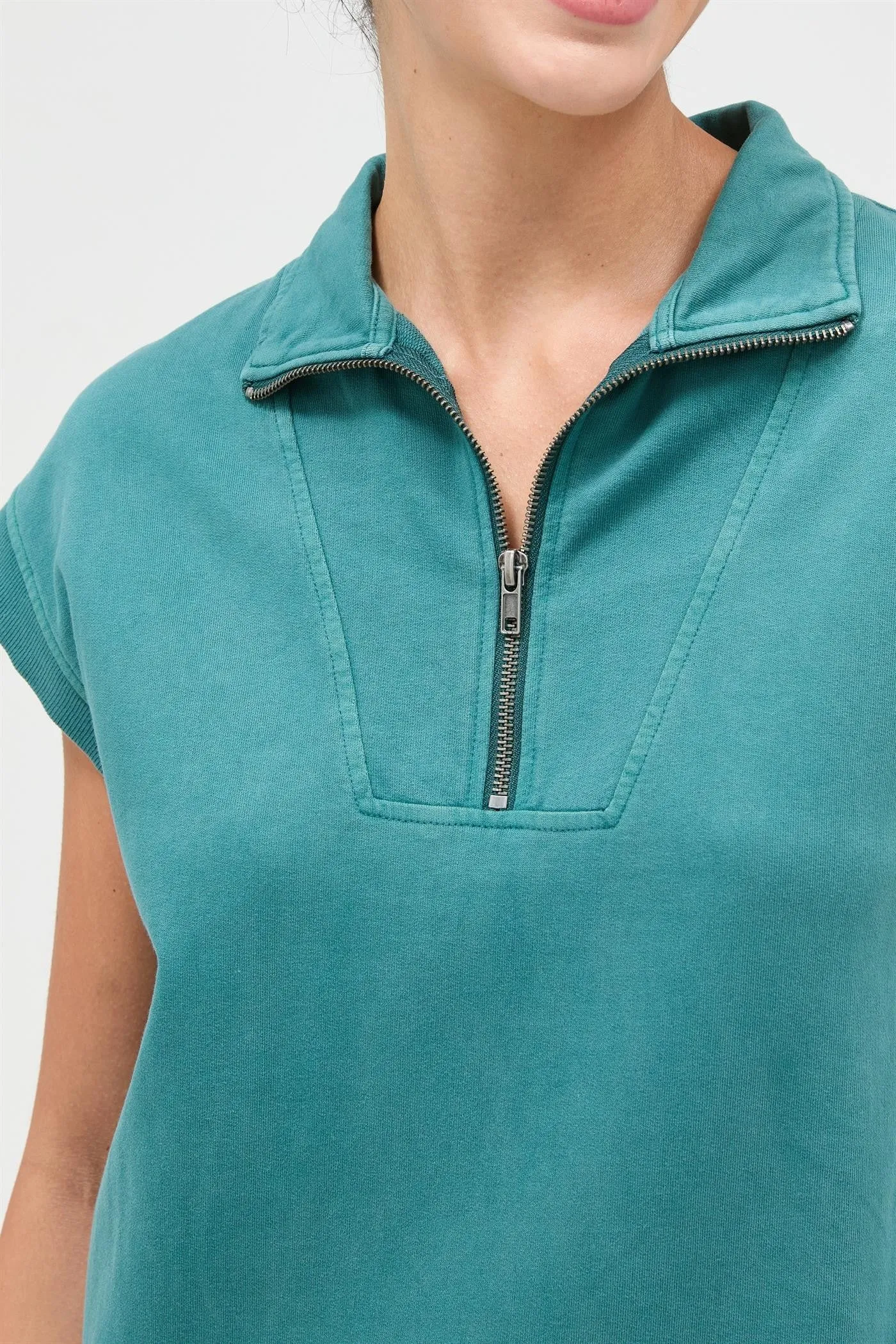 Teal Half Zip Up Mock Neck Mini Dress sold by Pinkblush product image thumbnail 5