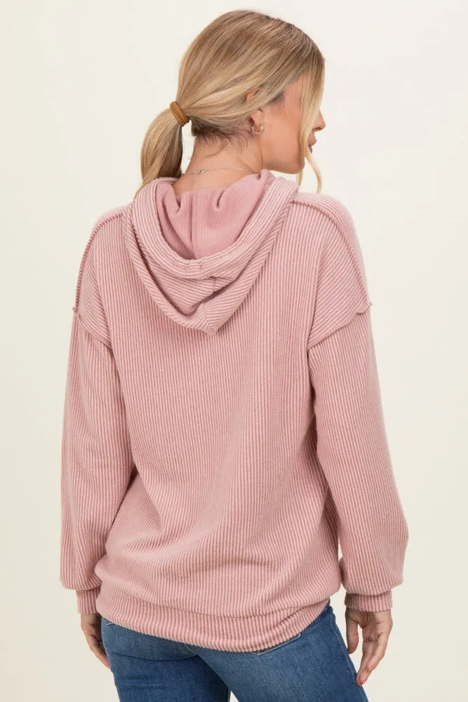 Pink Long Sleeve Brushed Urban Rib Hoodie Top sold by Pinkblush product image thumbnail 4