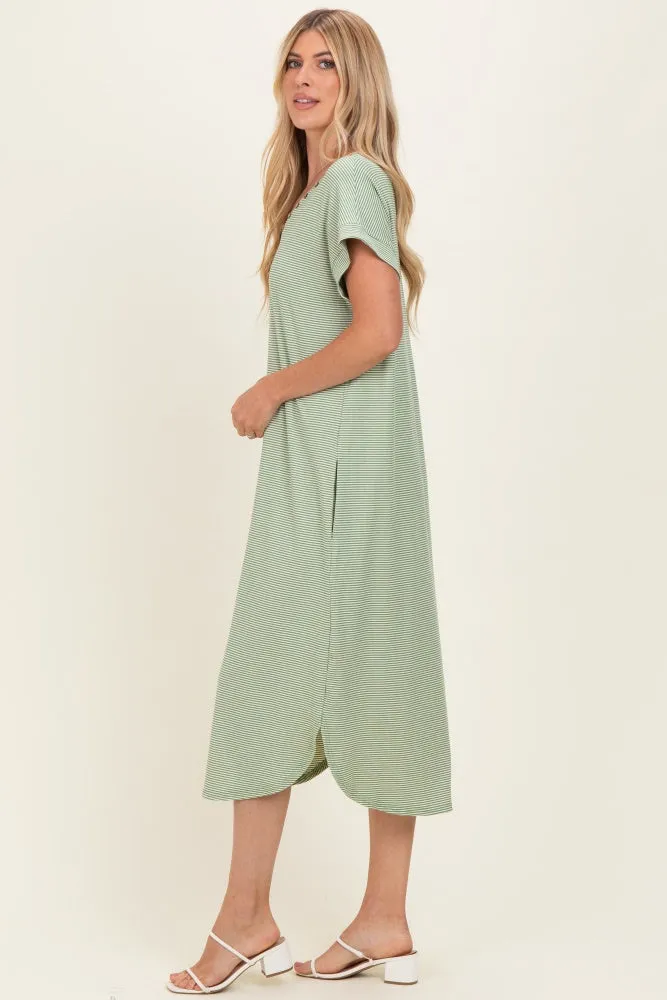 Sage Striped Button Detail Midi Dress sold by Pinkblush product image thumbnail 2