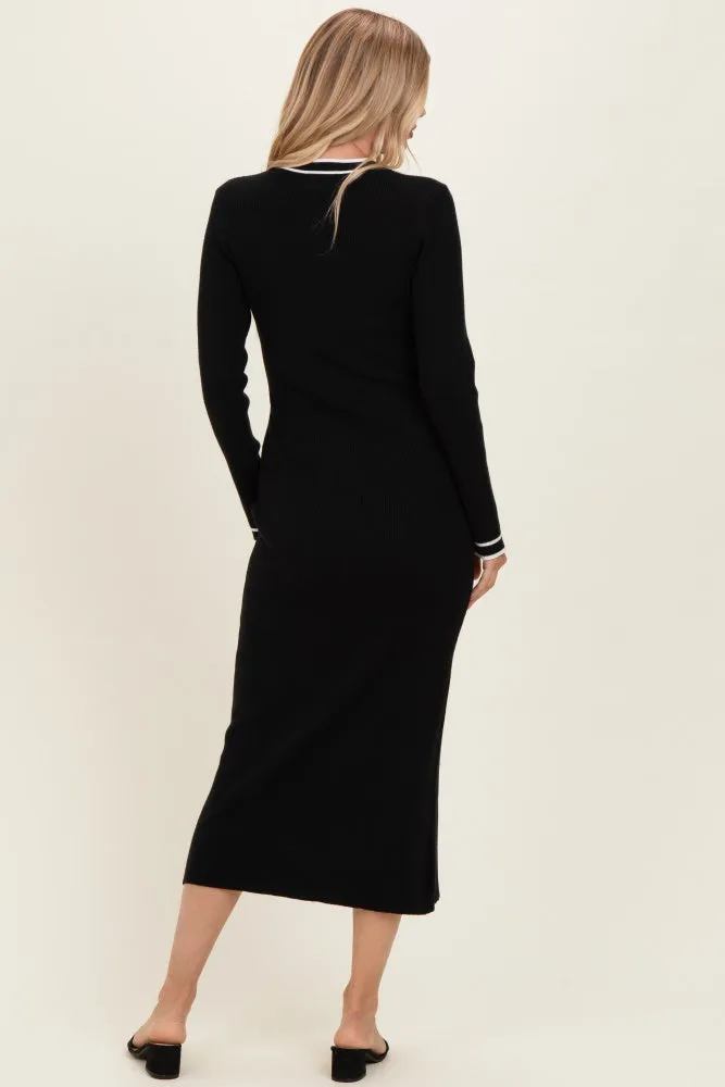 Black Tie Neck Sweater Midi Dress sold by Pinkblush product image thumbnail 4