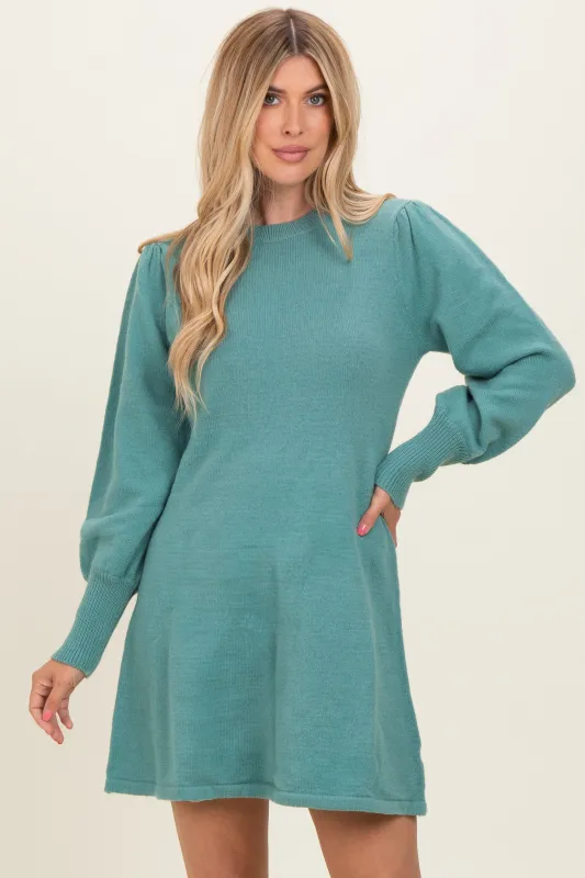 Light Olive Knit Bubble Sleeve Mini Dress made by AnnieWear