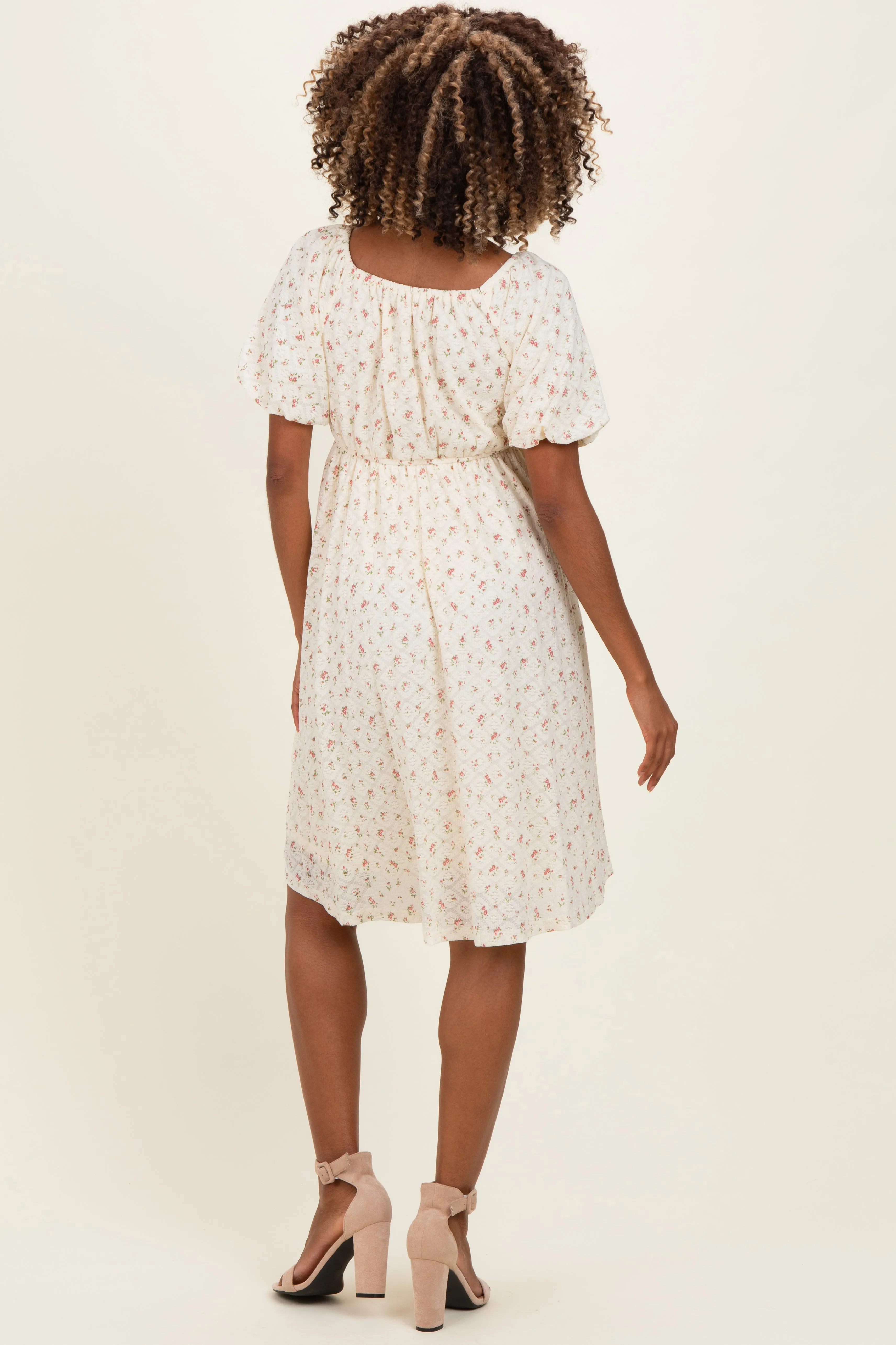 Ivory Floral Sweetheart Neckline Maternity Dress sold by Pinkblush product image thumbnail 4