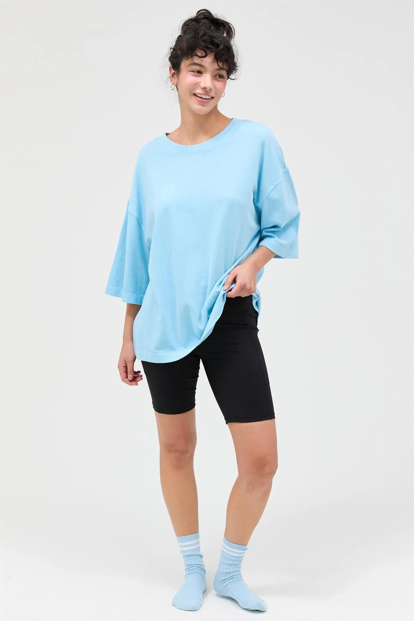 Blue Pigment Oversized Half-Sleeve Maternity T-Shirt sold by Pinkblush product image thumbnail 4