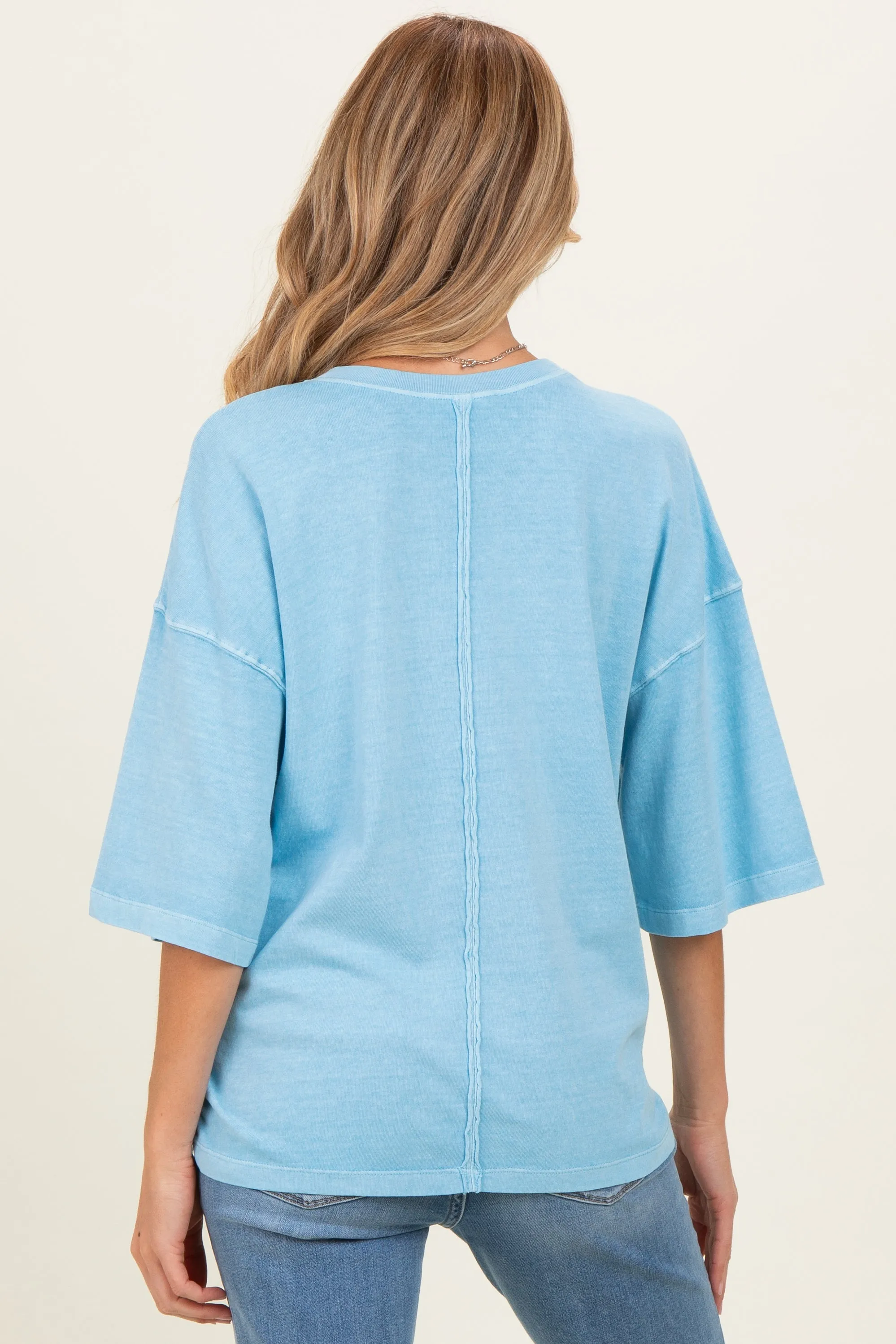 Blue Pigment Oversized Half-Sleeve Maternity T-Shirt sold by Pinkblush product image thumbnail 3
