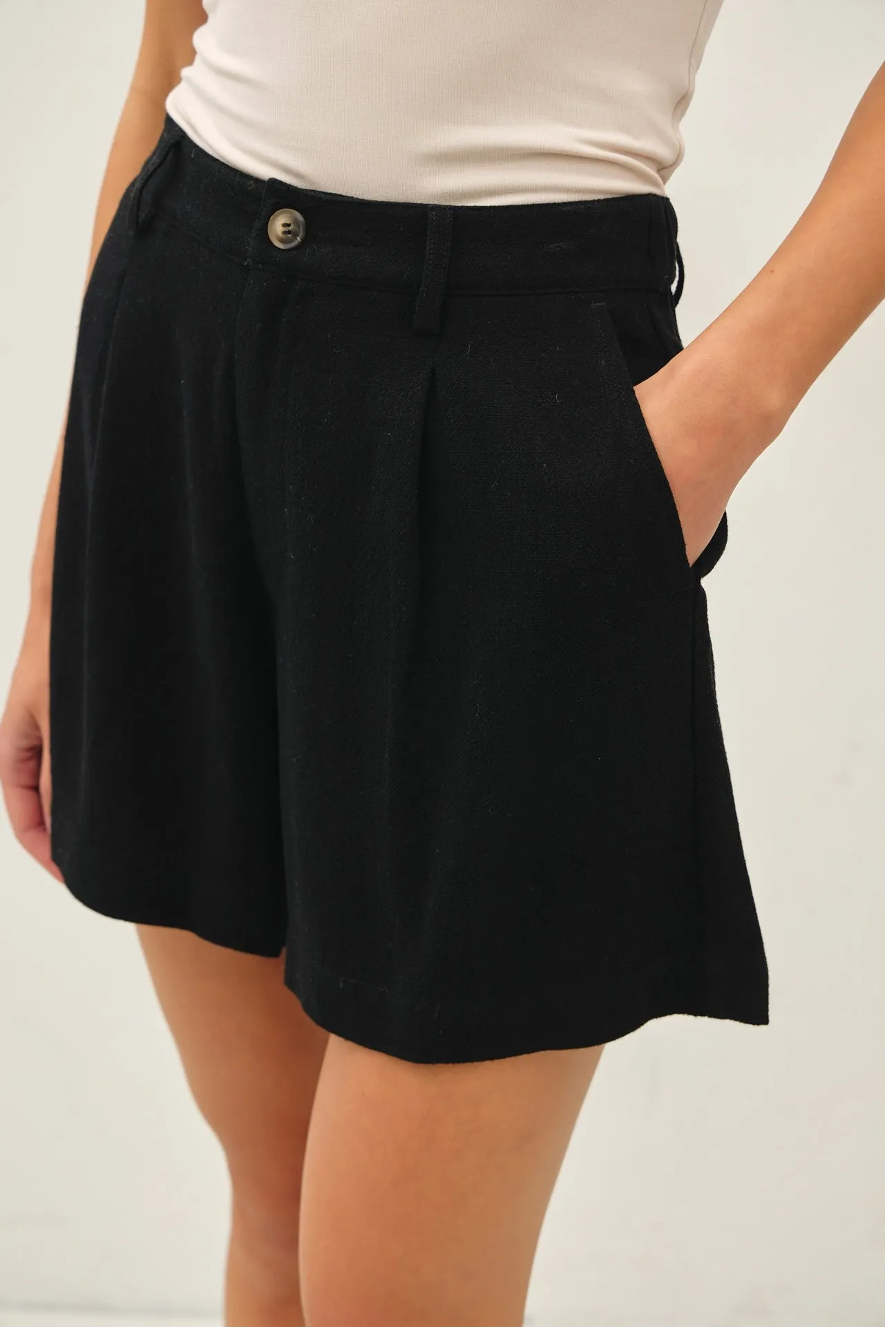 Black Linen Blend Shorts sold by Pinkblush product image thumbnail 4