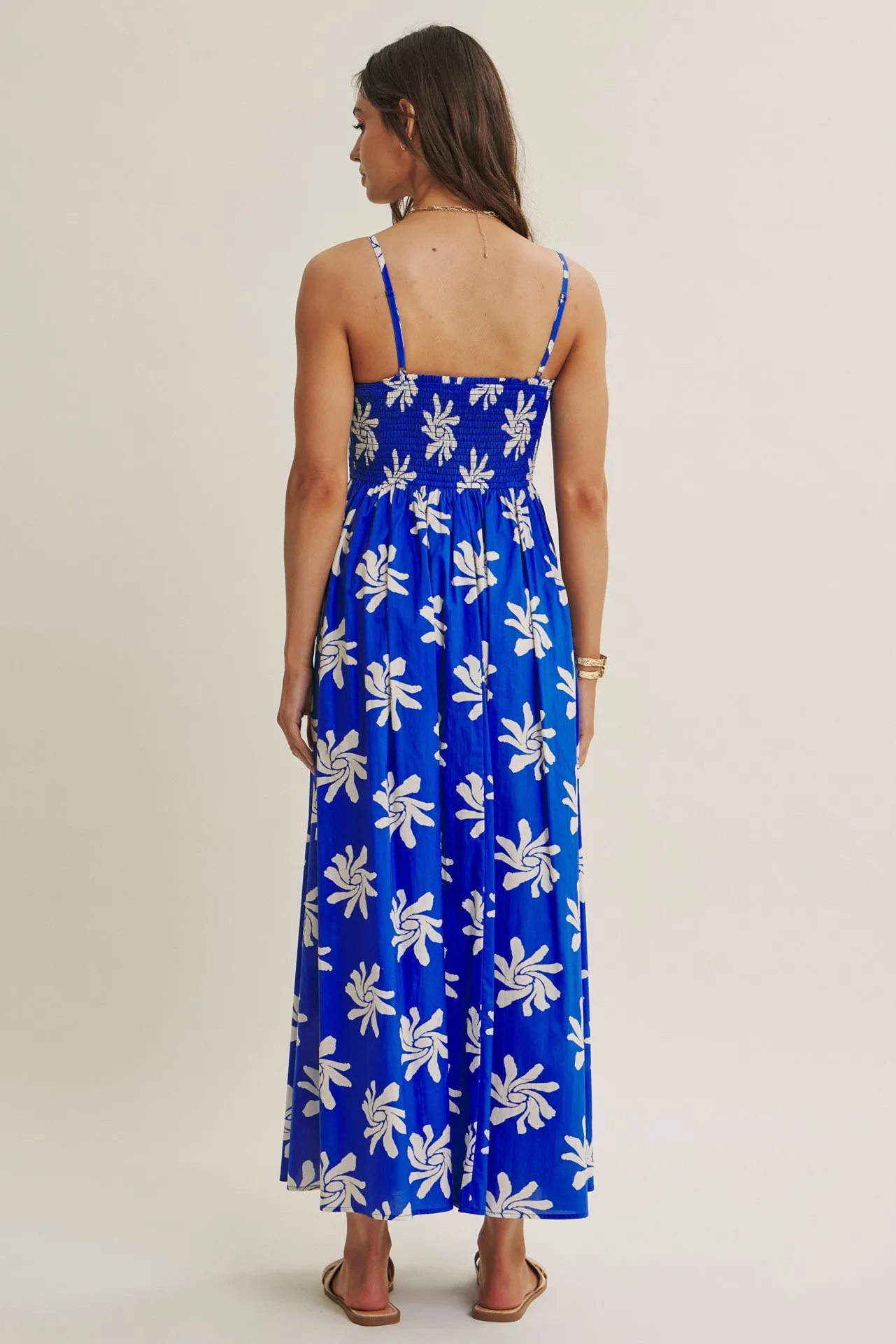 Cobalt Printed Square Neck Smocked Maxi Dress sold by Pinkblush product image thumbnail 4