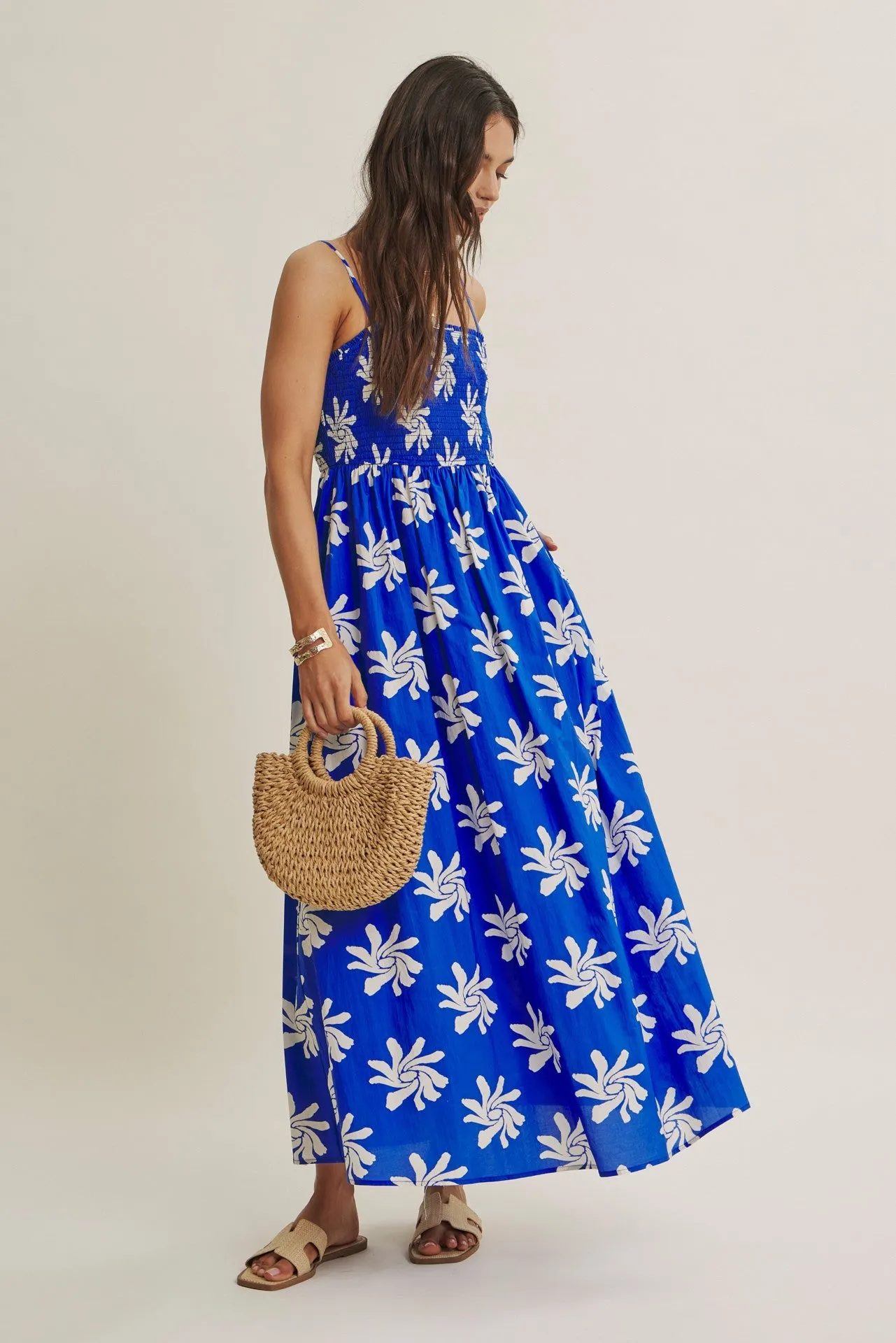 Cobalt Printed Square Neck Smocked Maxi Dress sold by Pinkblush product image thumbnail 2