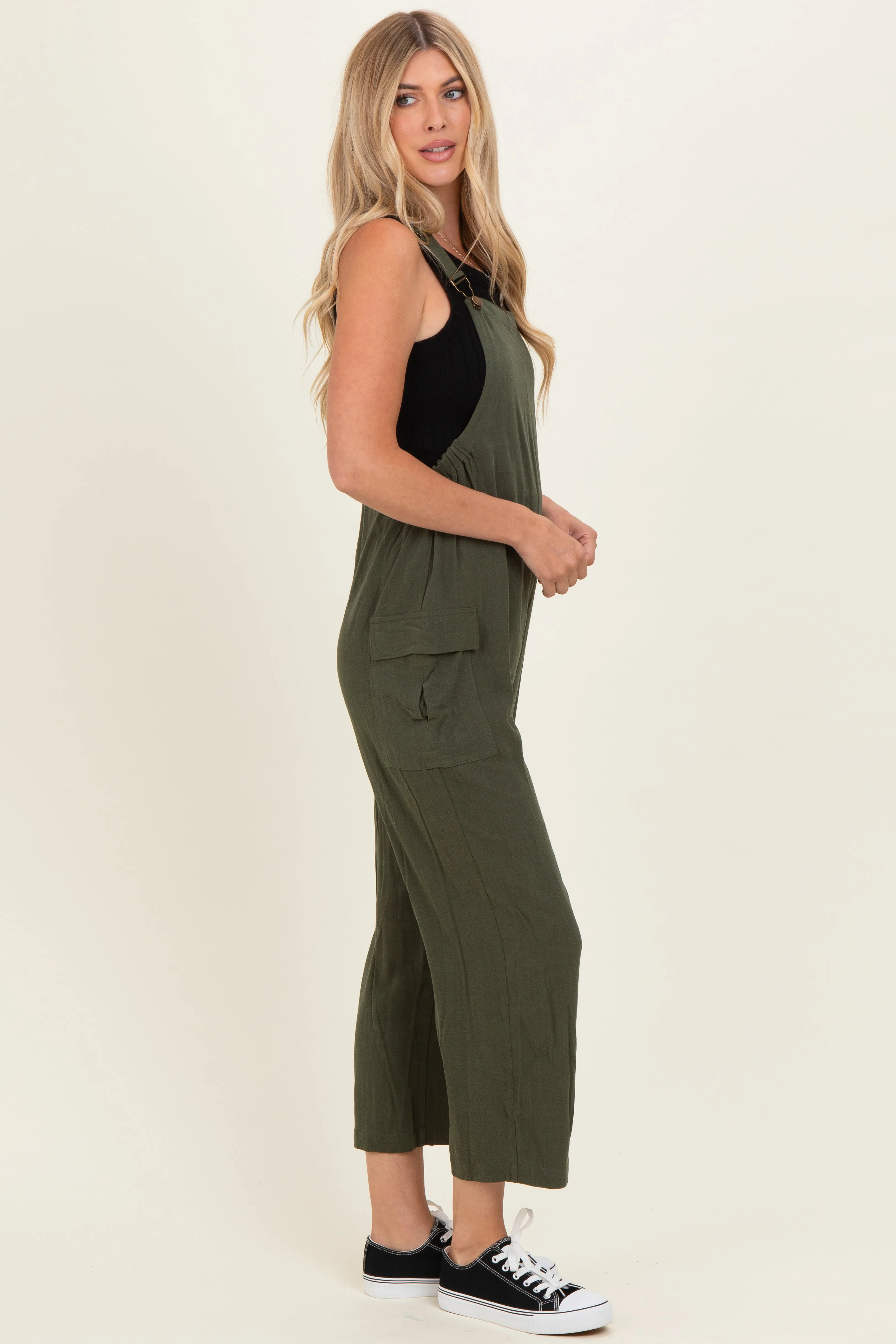 Olive Straight Leg Adjustable Overalls sold by Pinkblush product image thumbnail 3