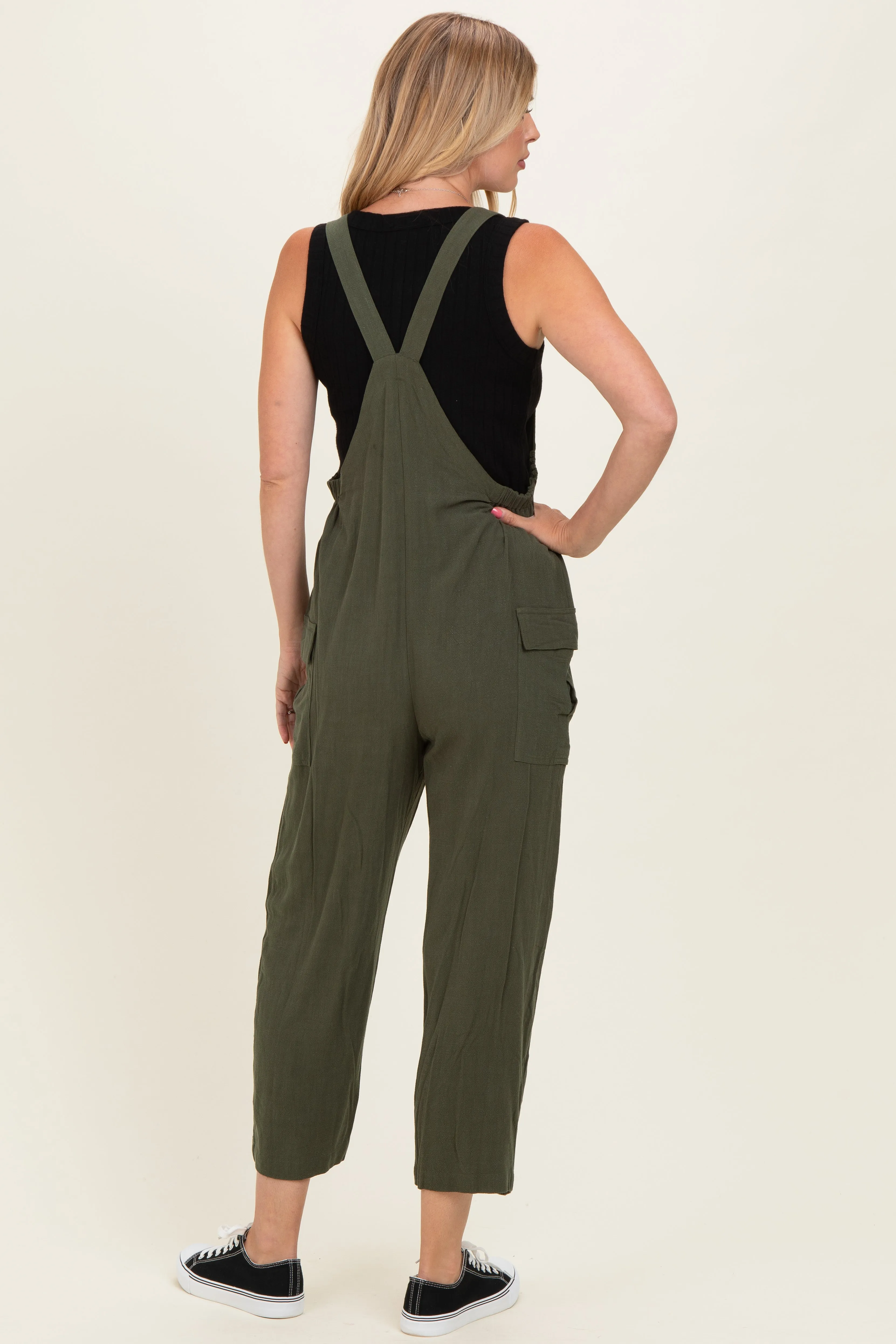 Olive Straight Leg Adjustable Overalls sold by Pinkblush product image thumbnail 4
