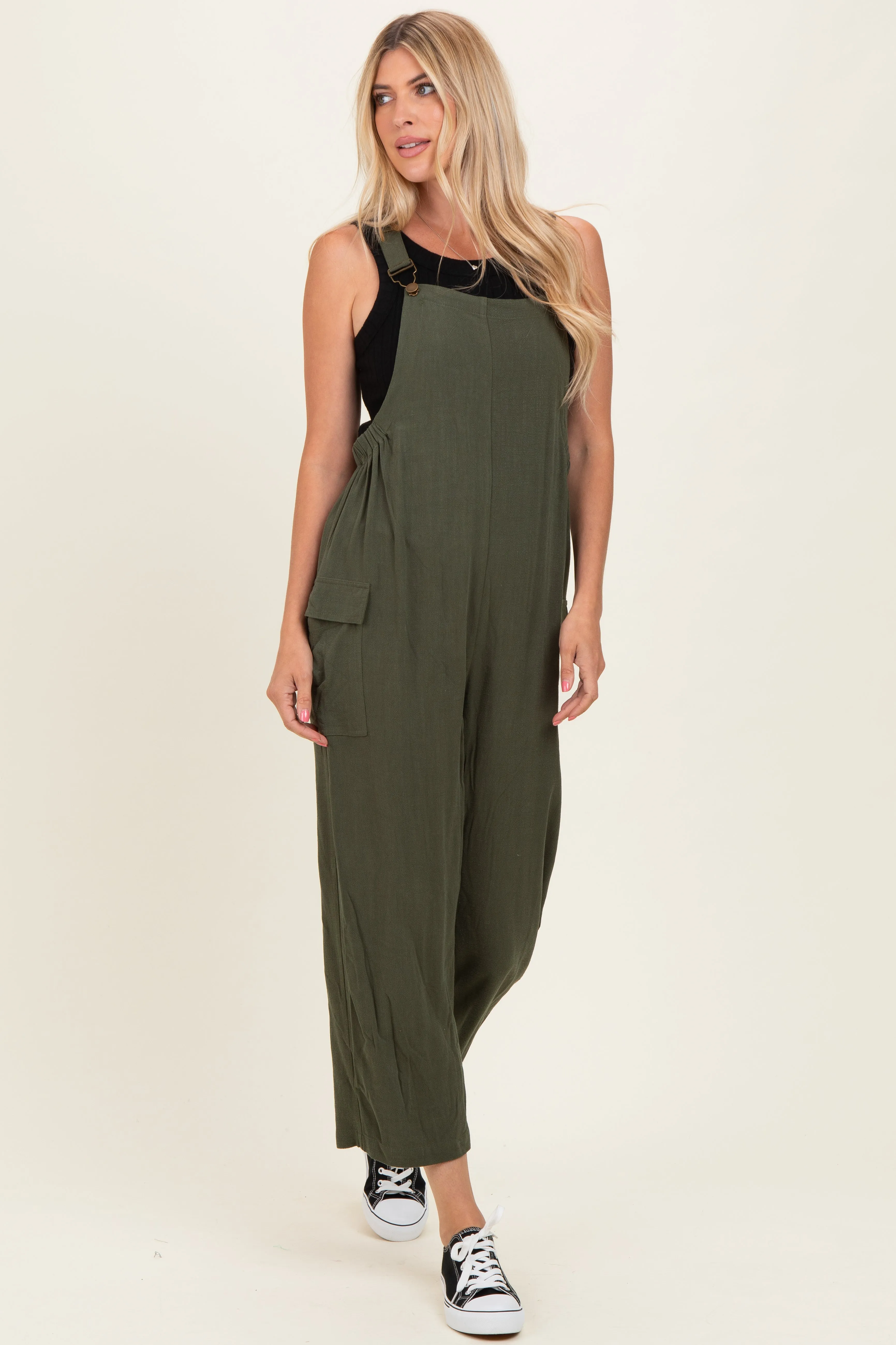 Olive Straight Leg Adjustable Overalls sold by Pinkblush product image thumbnail 2