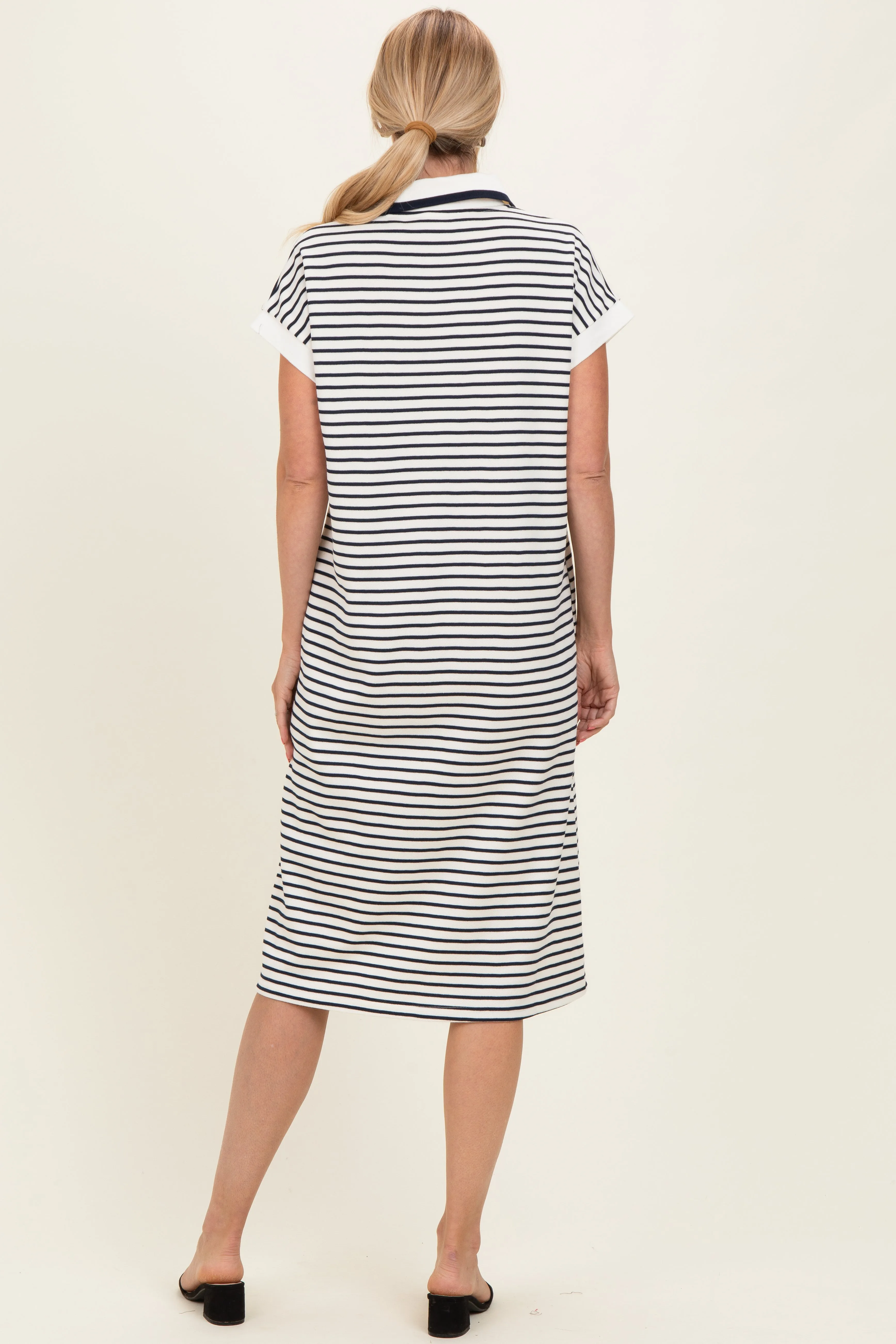 Navy Striped Polo Midi Dress sold by Pinkblush product image thumbnail 3