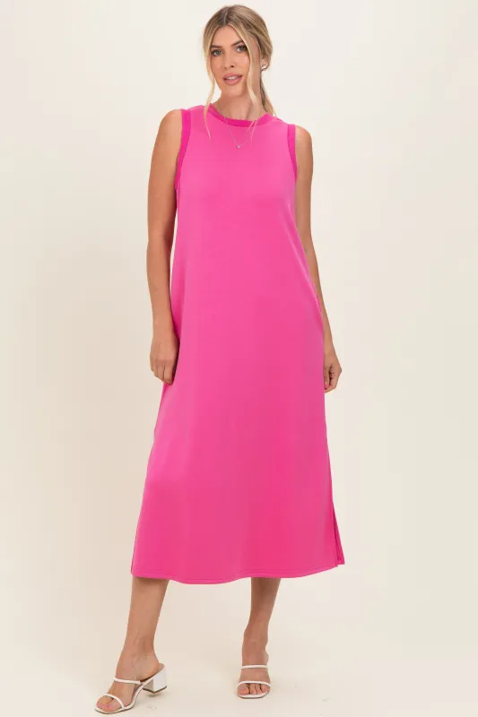 Fuchsia Sleeveless Midi Dress made by entro