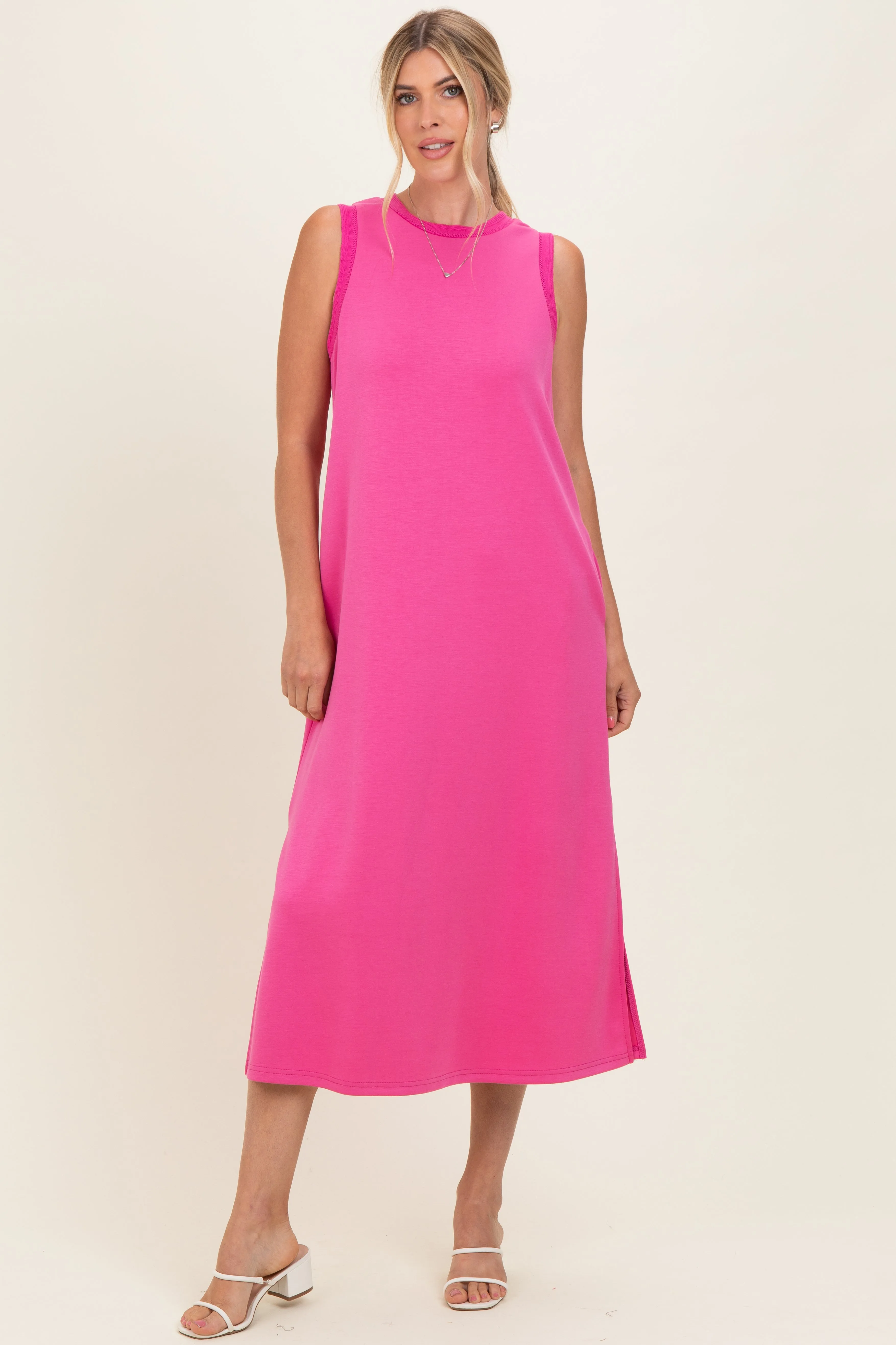 Fuchsia Sleeveless Midi Dress sold by Pinkblush