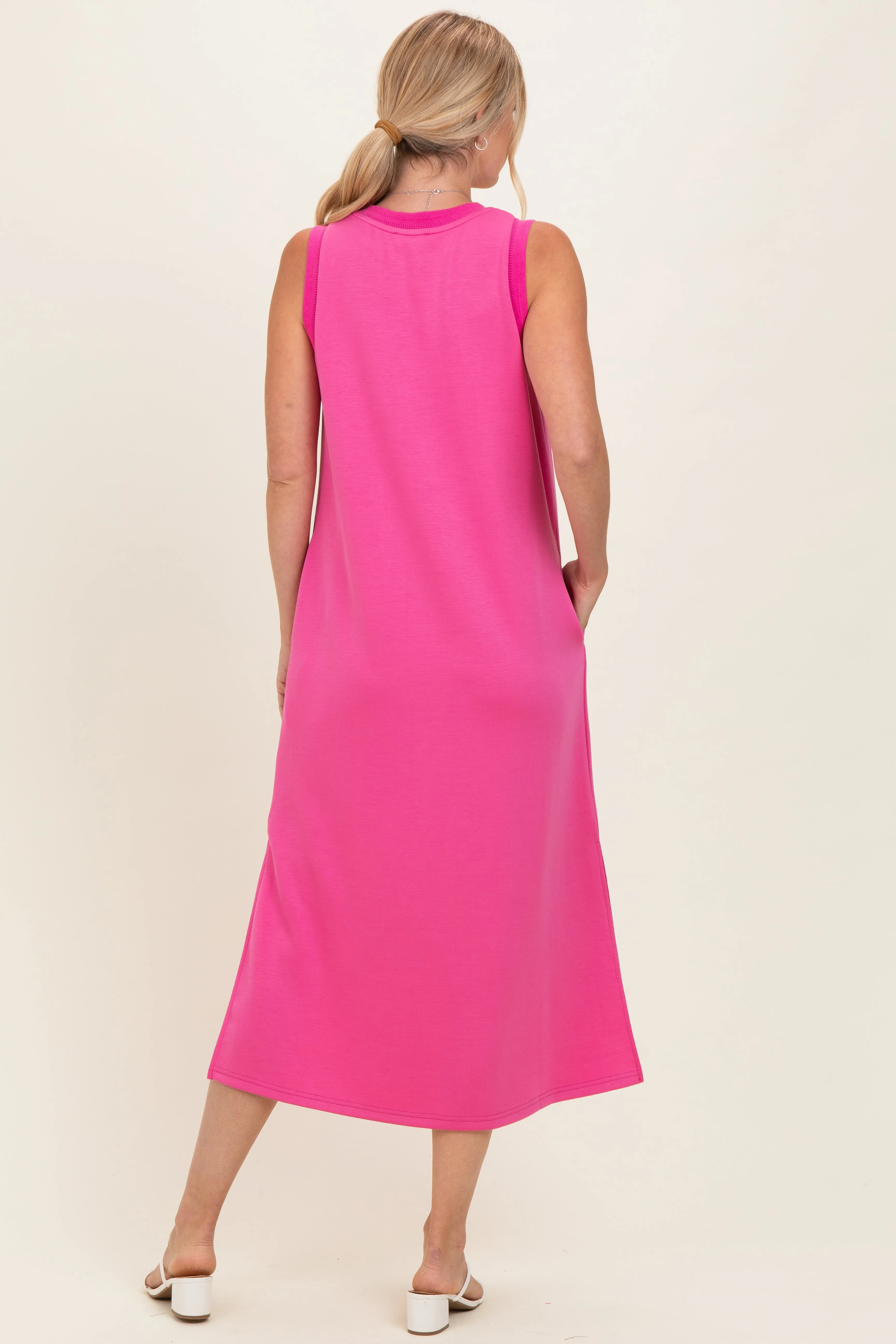 Fuchsia Sleeveless Midi Dress sold by Pinkblush product image thumbnail 3