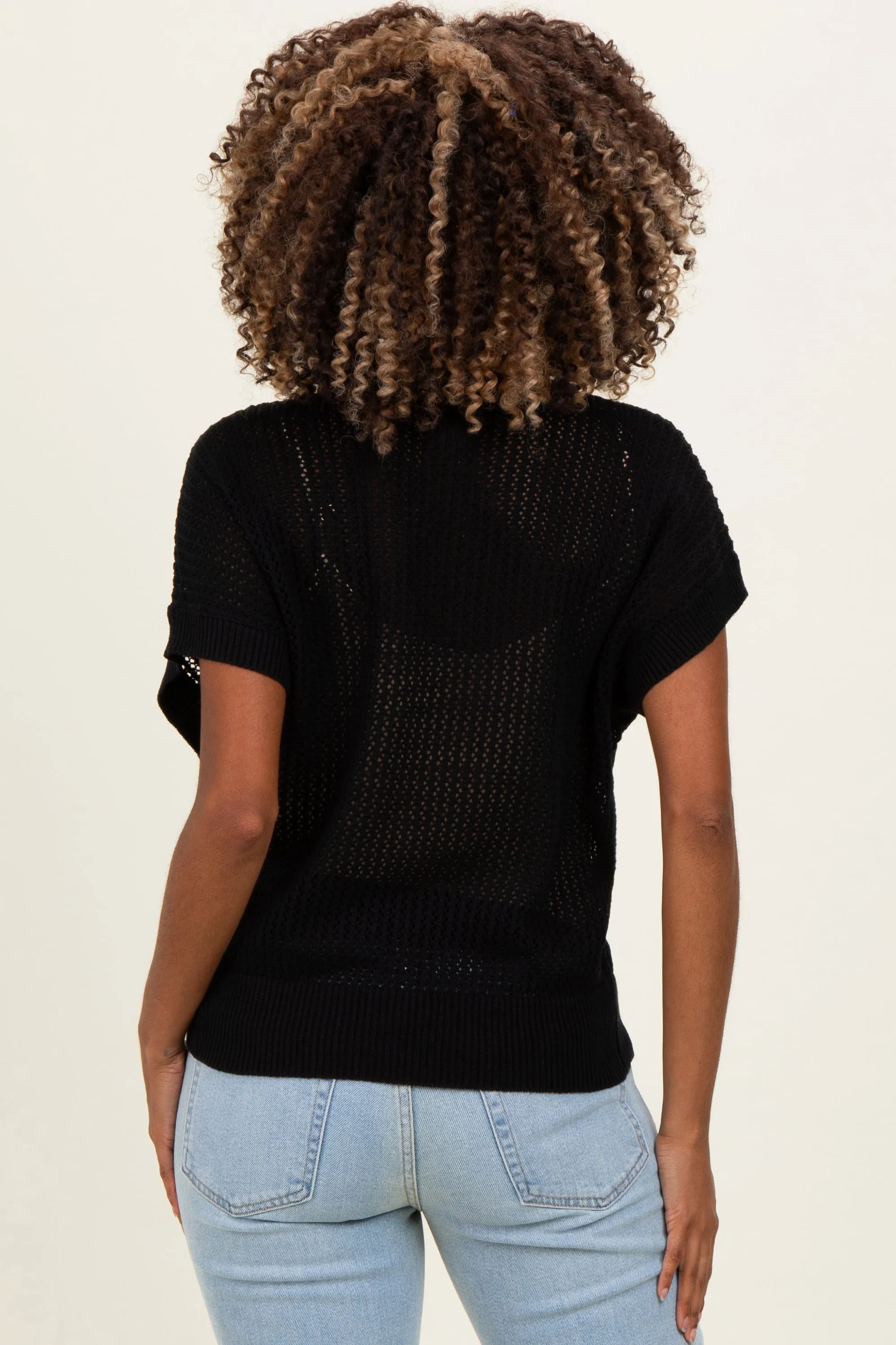 Black Open-Knit Dolman Sleeve Maternity Top sold by Pinkblush product image thumbnail 4