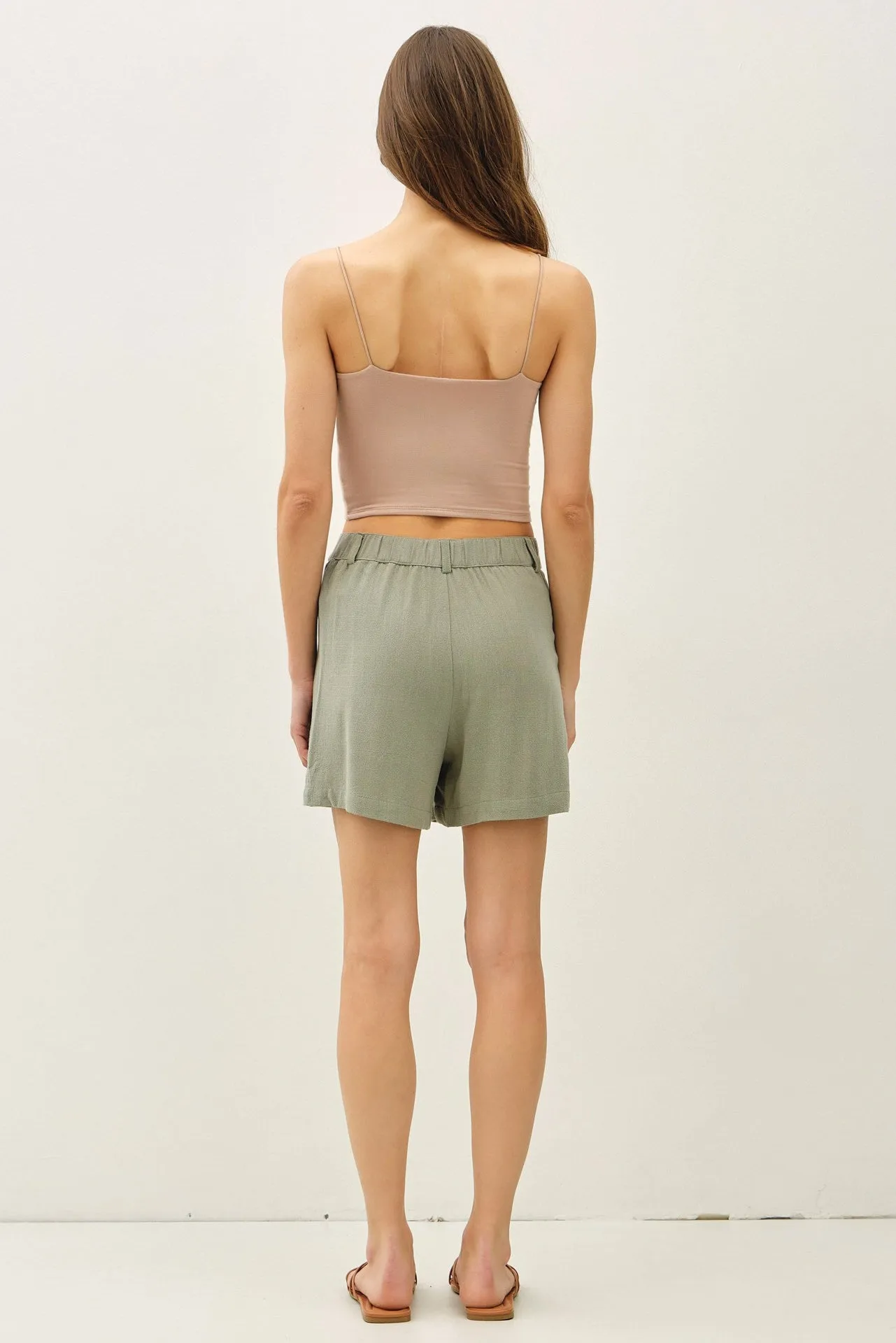 Dusty Spruce Linen Blend Shorts sold by Pinkblush product image thumbnail 3