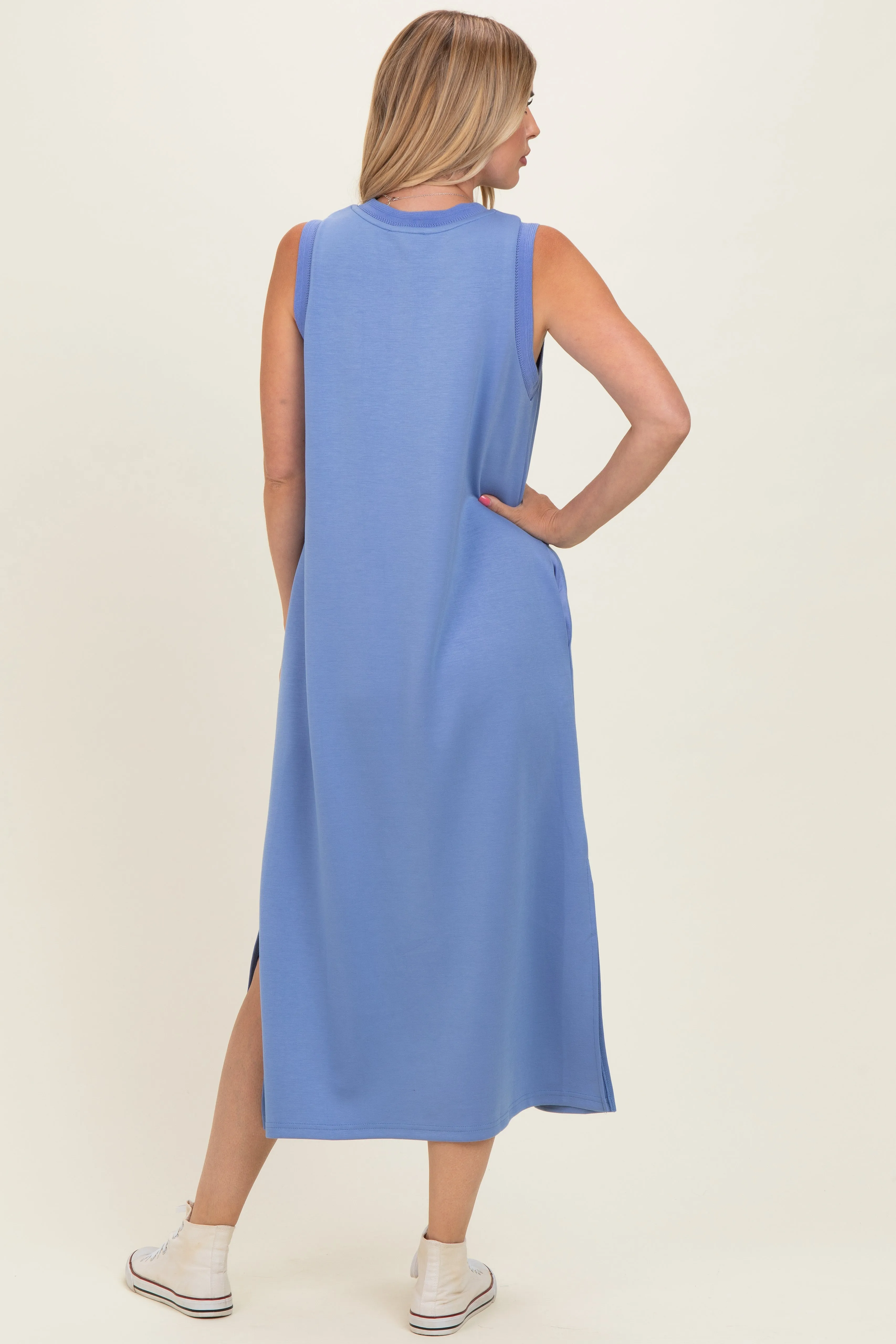 Chambray Blue Sleeveless Midi Dress sold by Pinkblush product image thumbnail 3