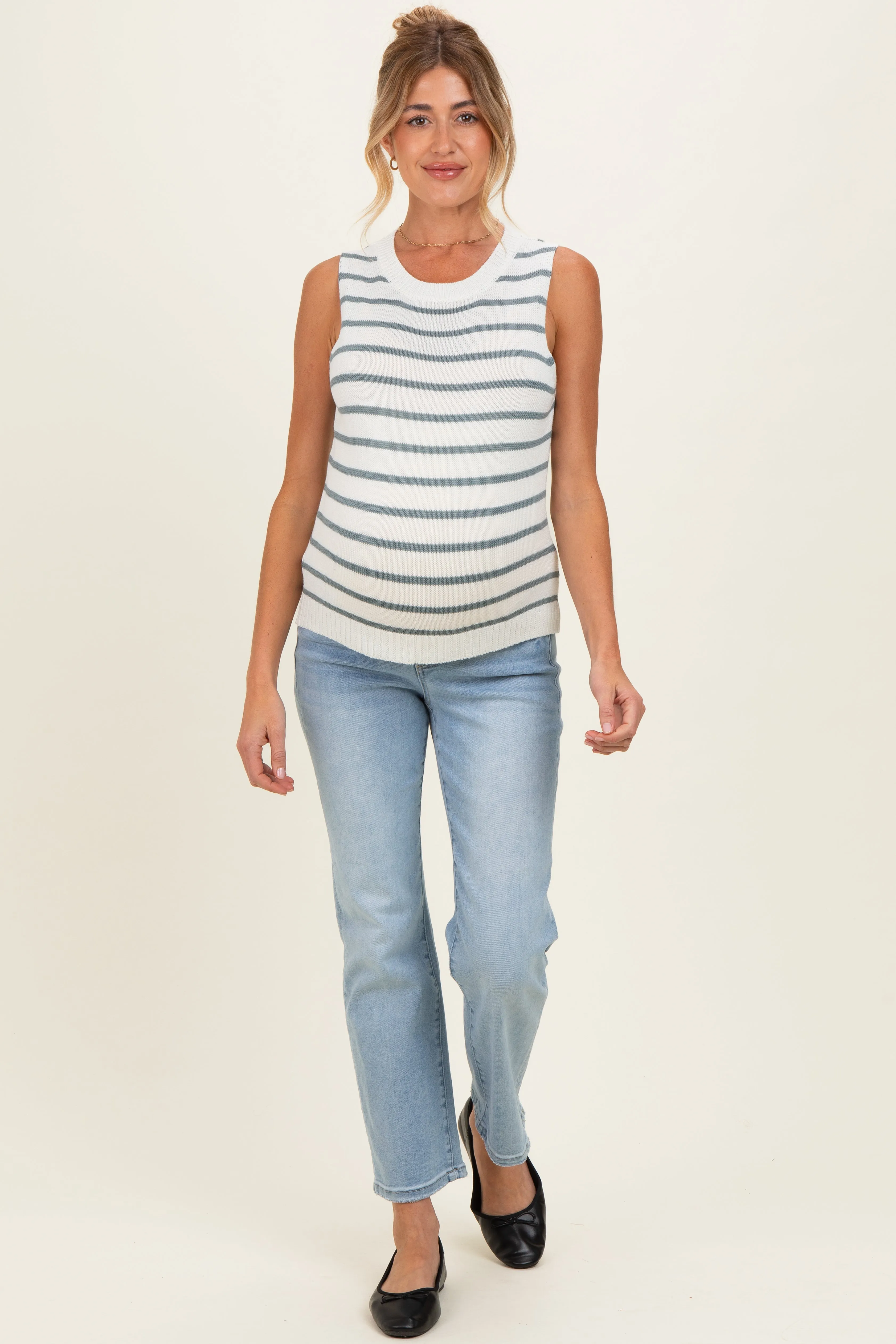 Slate Striped Knit Maternity Tank sold by Pinkblush product image thumbnail 2