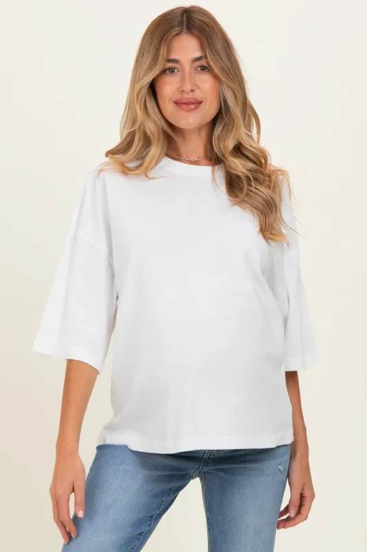 White Pigment Oversized Half-Sleeve Maternity T-Shirt made by HYFVE