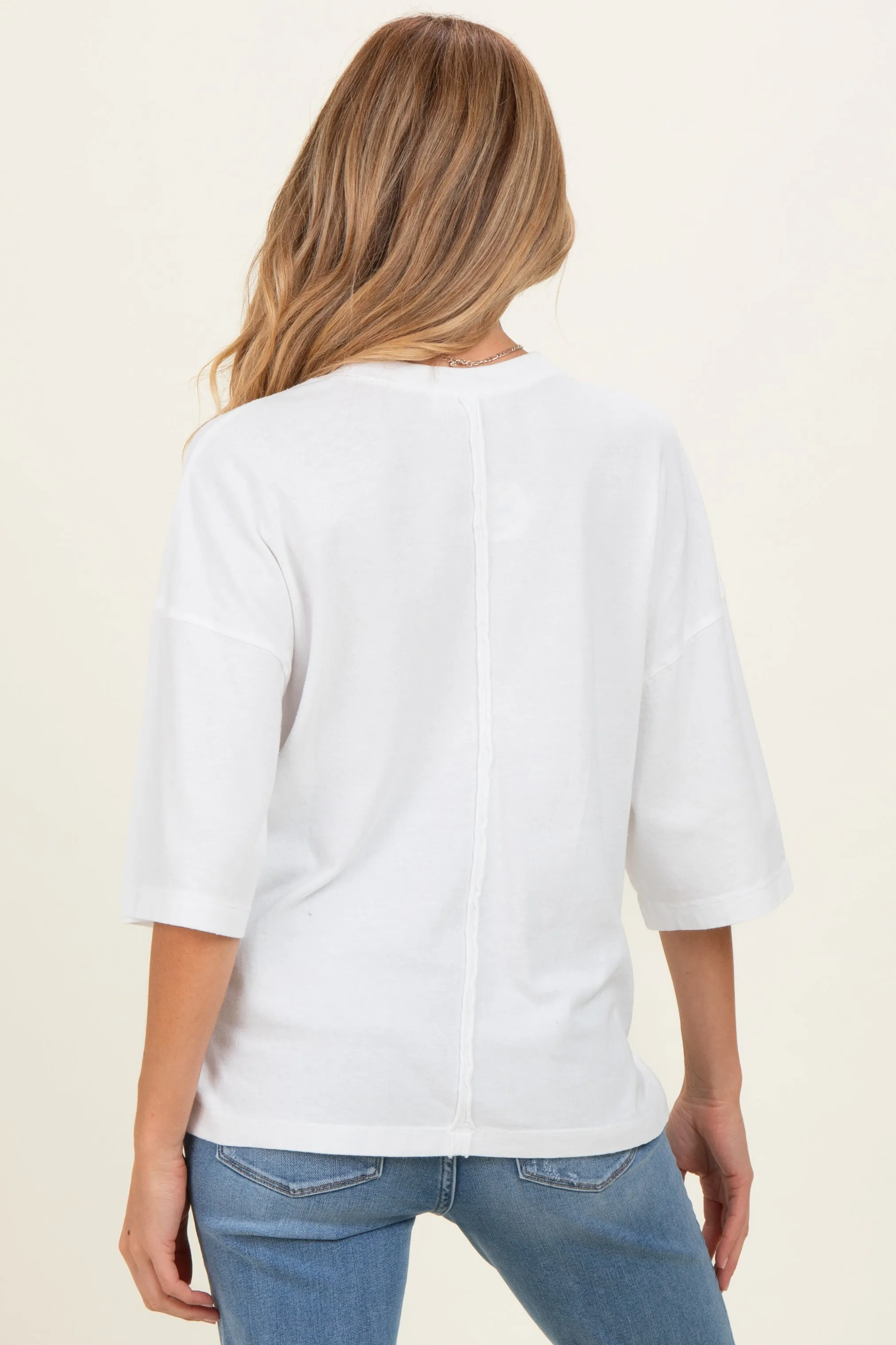 White Pigment Oversized Half-Sleeve Maternity T-Shirt sold by Pinkblush product image thumbnail 3