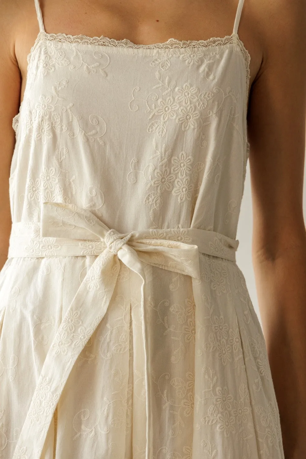 Cream Embroidered Tie Waist Midi Dress sold by Pinkblush product image thumbnail 5
