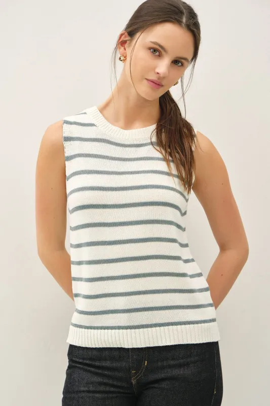 Slate Striped Knit Tank made by BE COOL