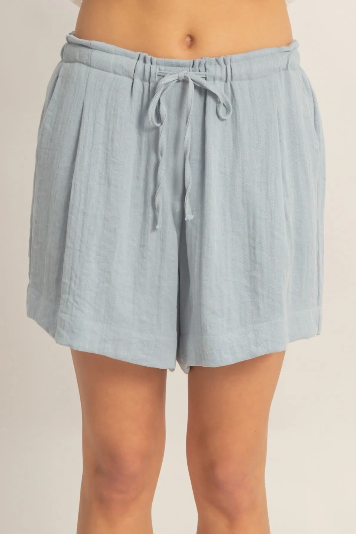 Light Blue Drawstring Pleated Shorts sold by Pinkblush product image thumbnail 2