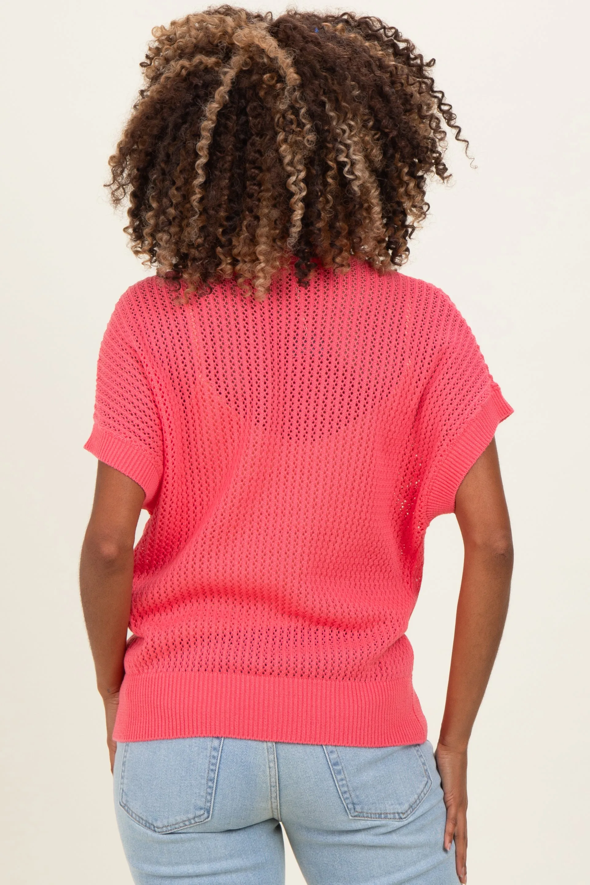 Pink Open-Knit Dolman Sleeve Maternity Top sold by Pinkblush product image thumbnail 4