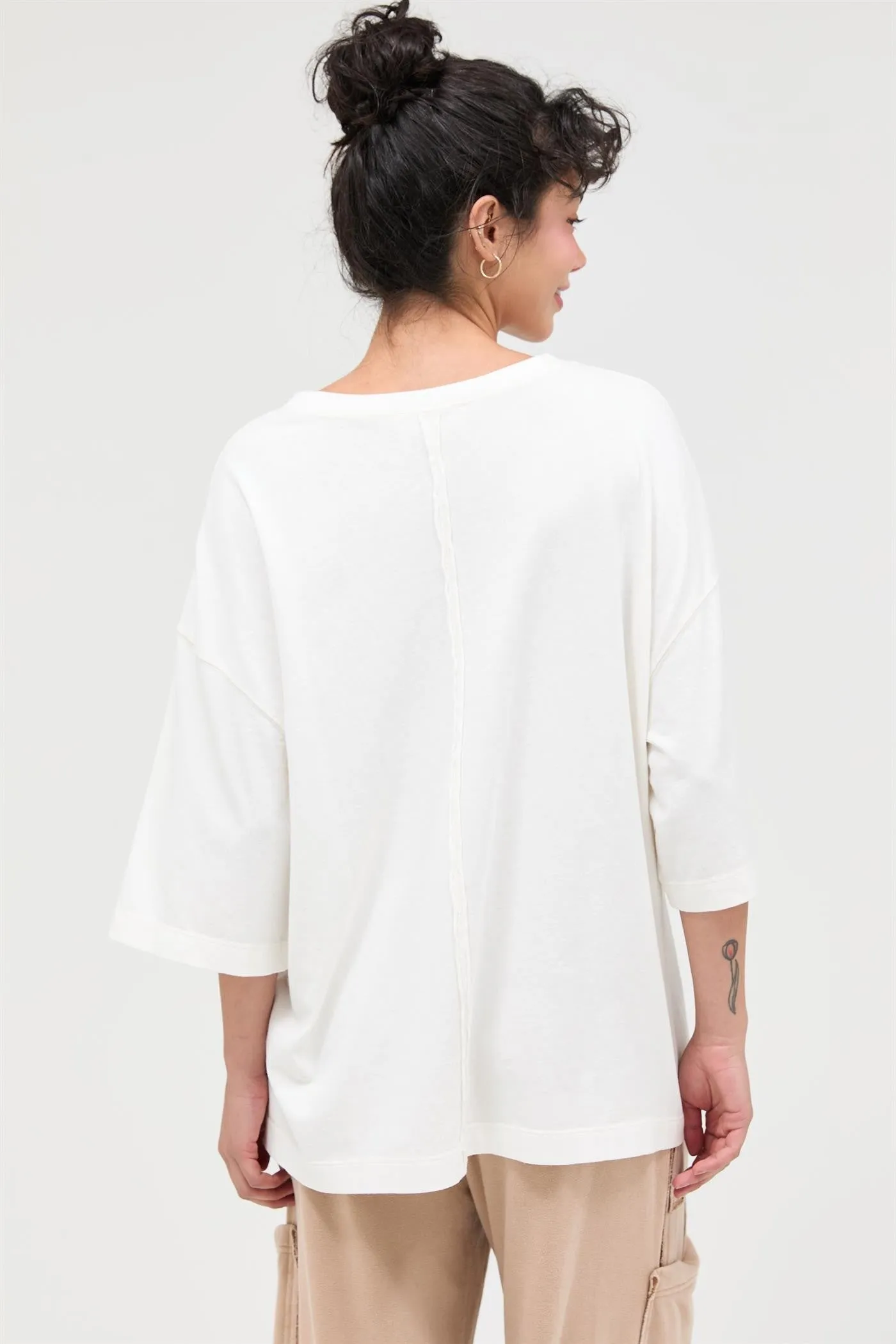 White Pigment Oversized Half-Sleeve T-Shirt sold by Pinkblush product image thumbnail 3