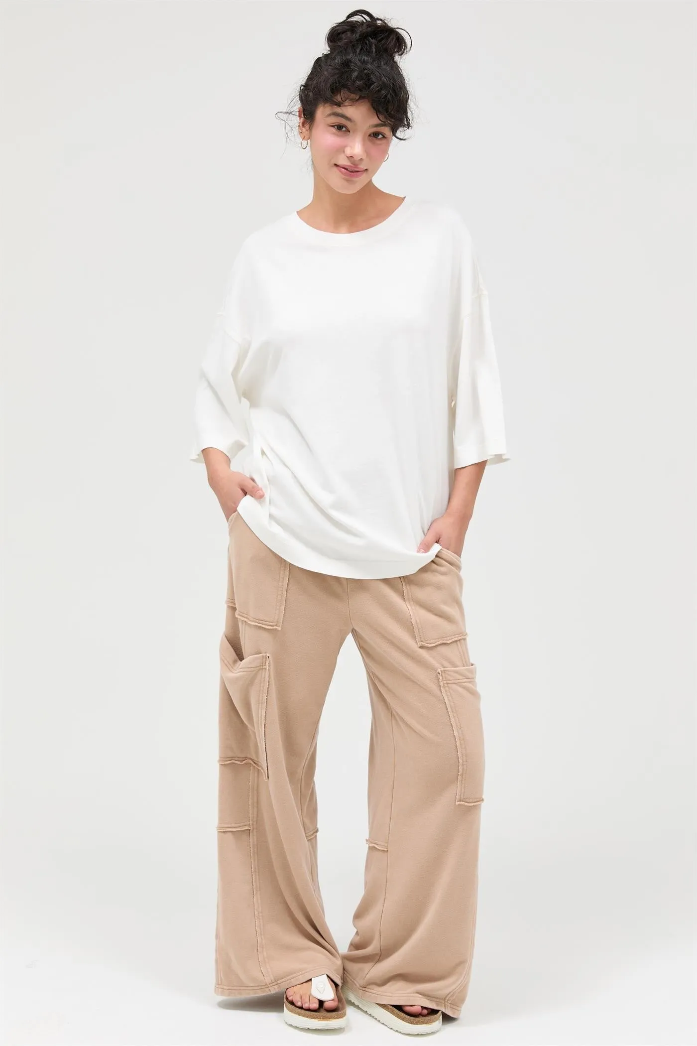 White Pigment Oversized Half-Sleeve T-Shirt sold by Pinkblush product image thumbnail 4