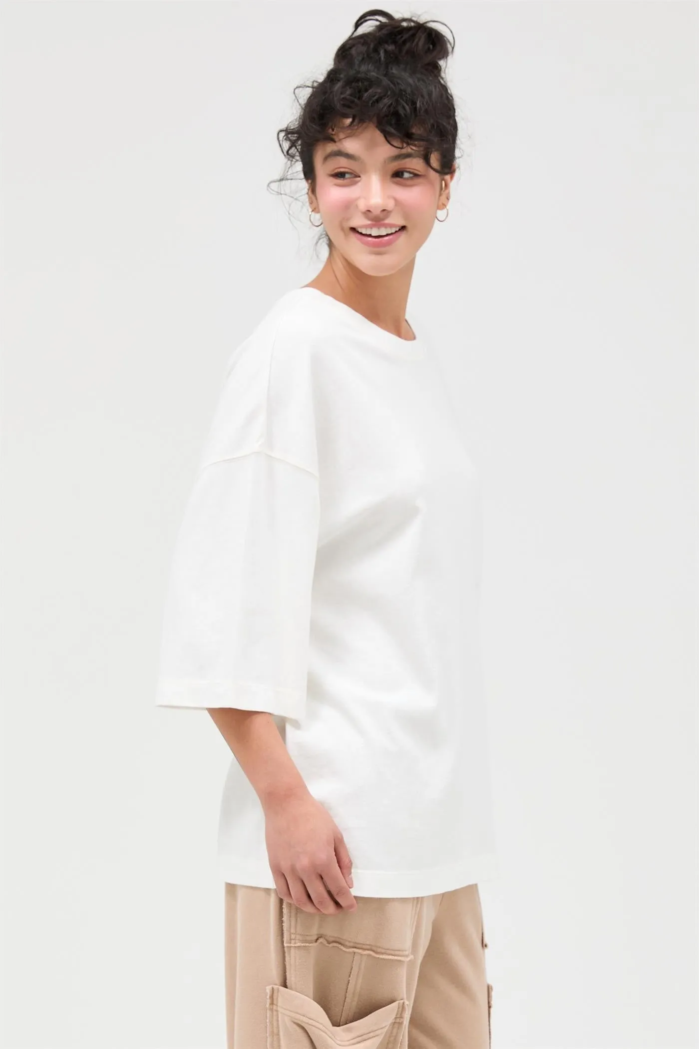 White Pigment Oversized Half-Sleeve T-Shirt sold by Pinkblush product image thumbnail 2