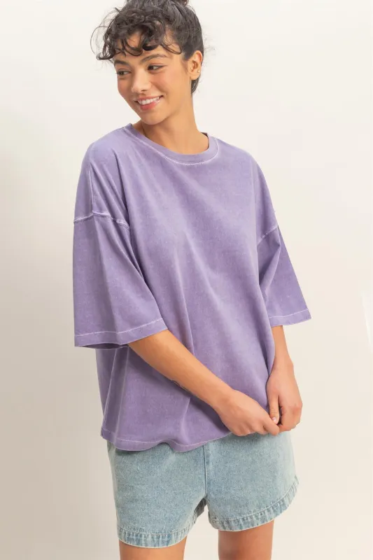 Purple Pigment Oversized Half-Sleeve T-Shirt made by HYFVE