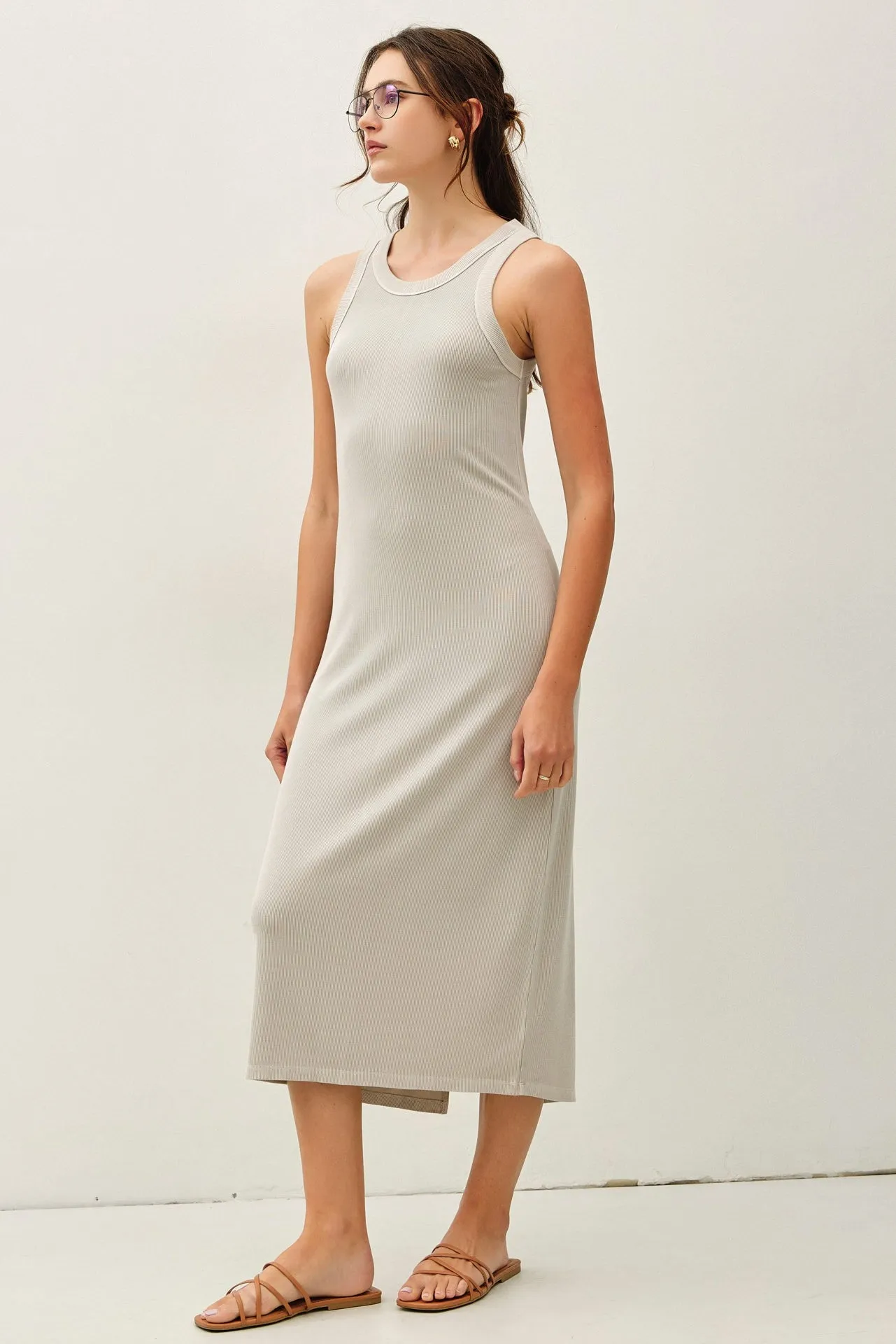 Stone Ribbed Midi Tank Dress sold by Pinkblush product image thumbnail 2