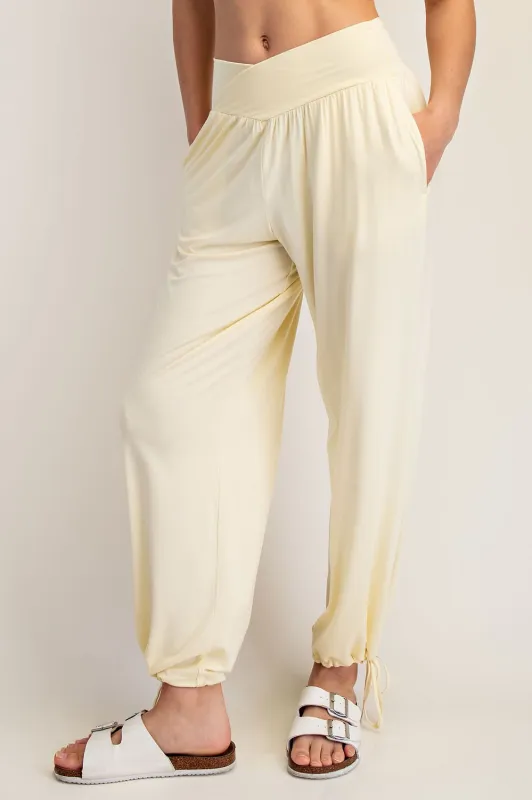Lemon Crossover Waist Pants made by Rae Mode