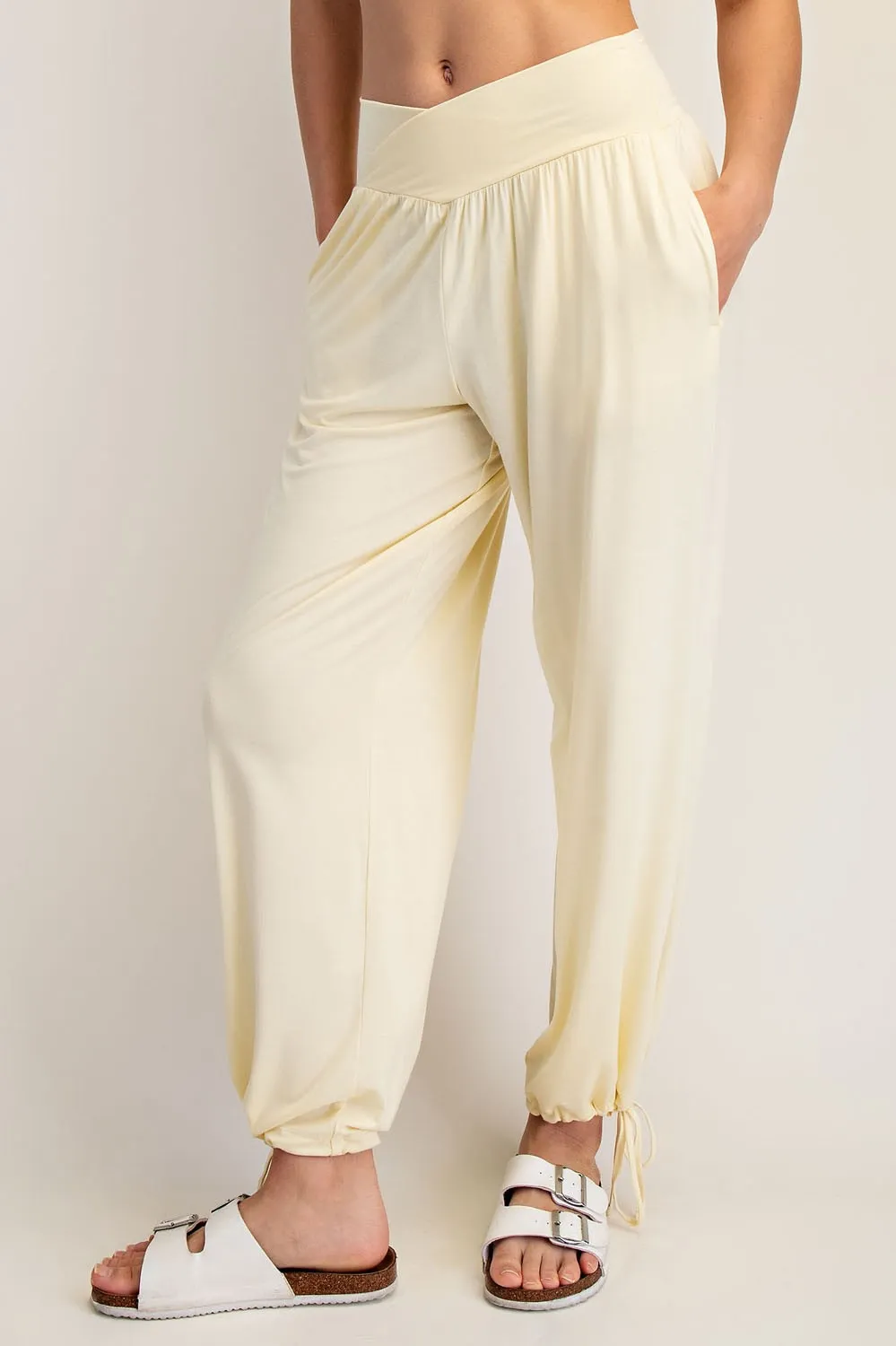 Lemon Crossover Waist Pants sold by Pinkblush