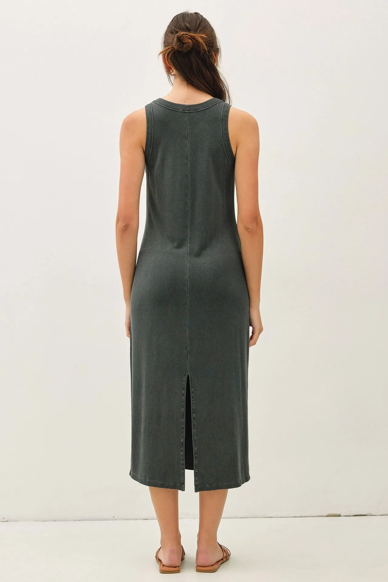 Charcoal Ribbed Midi Tank Dress sold by Pinkblush product image thumbnail 3