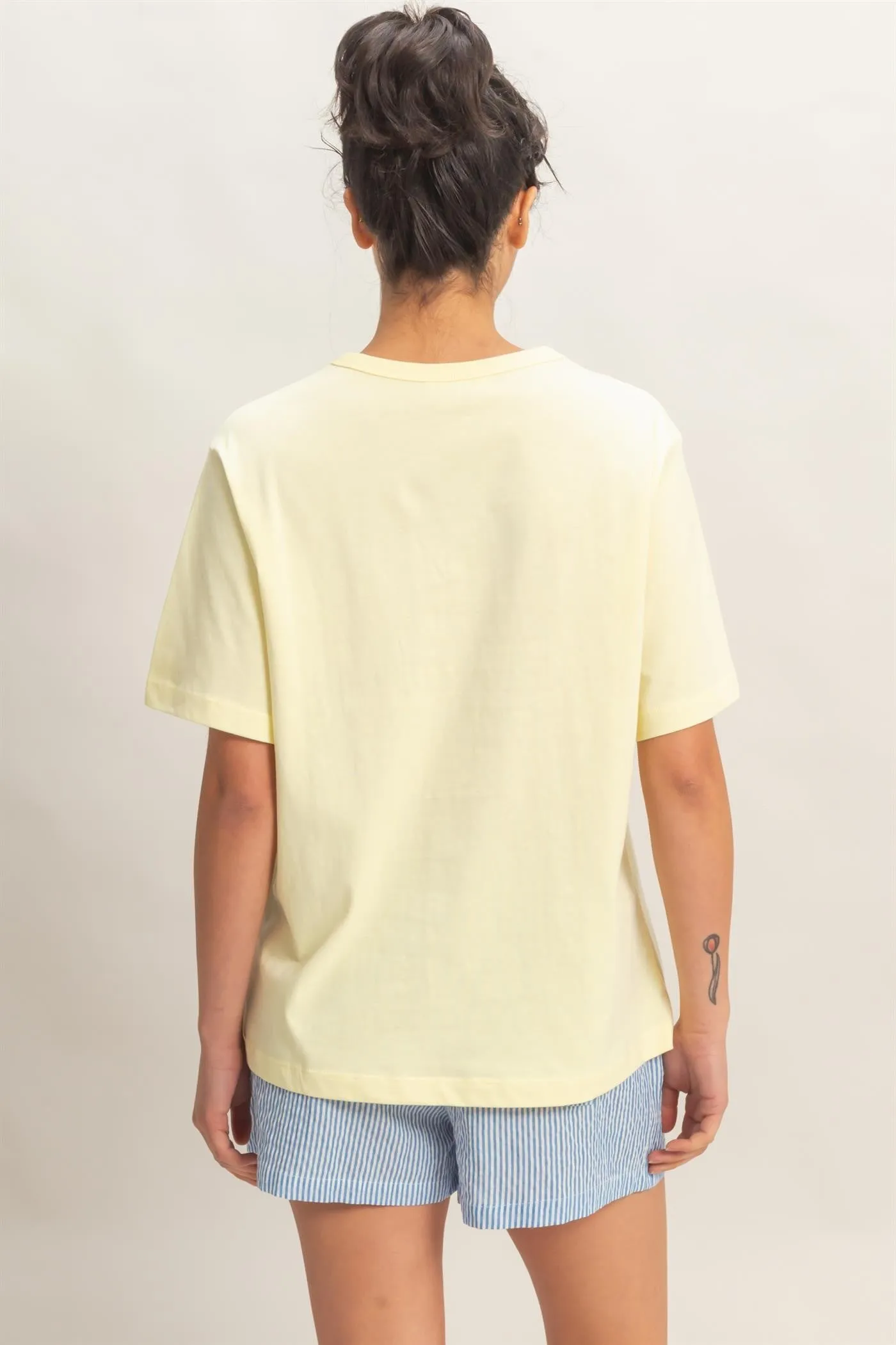 Yellow Oversized Short Sleeve Crew Neck T-Shirt sold by Pinkblush product image thumbnail 4
